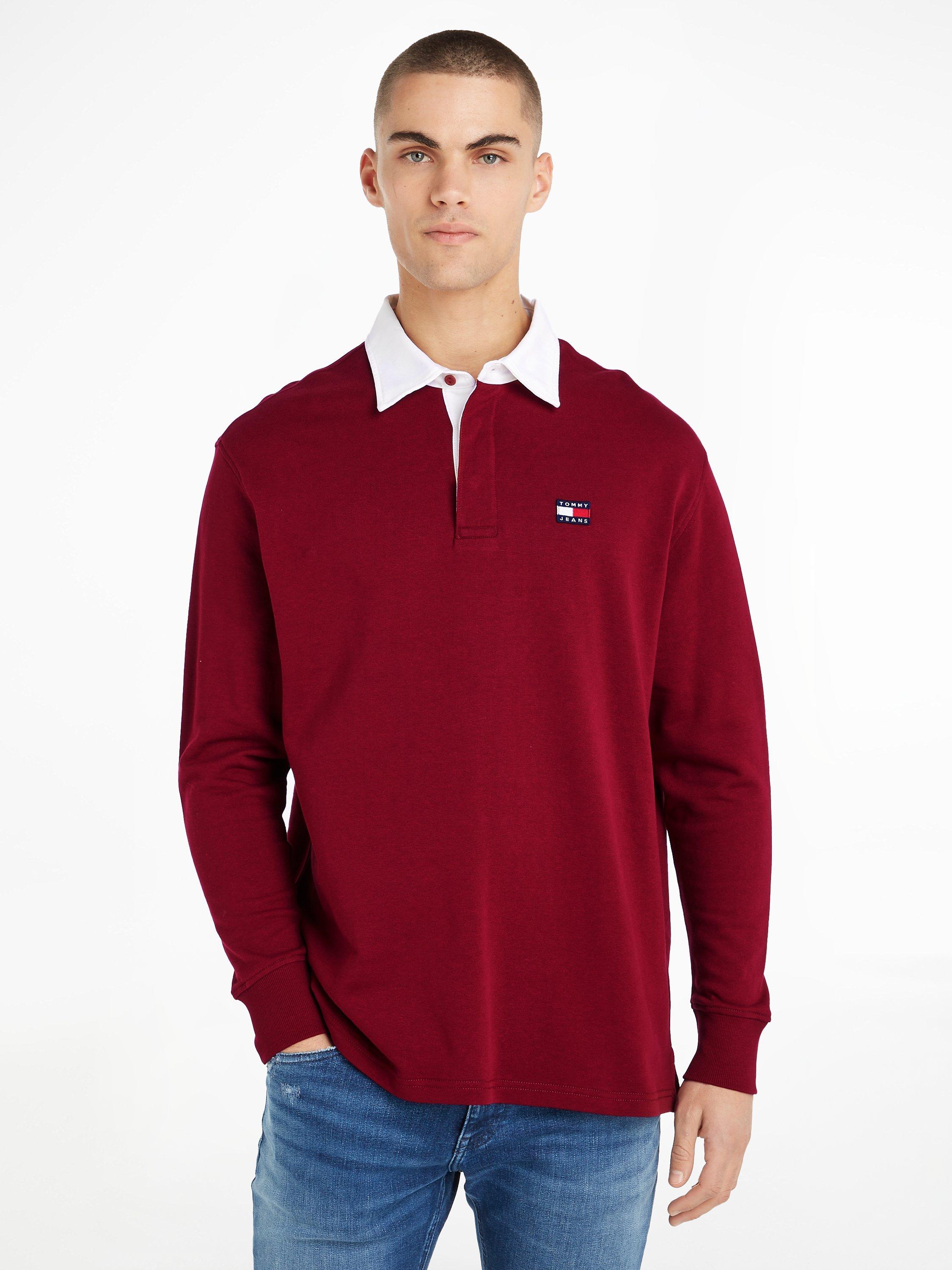 Tommy Jeans Badge Rugby Polo Shirt, Red