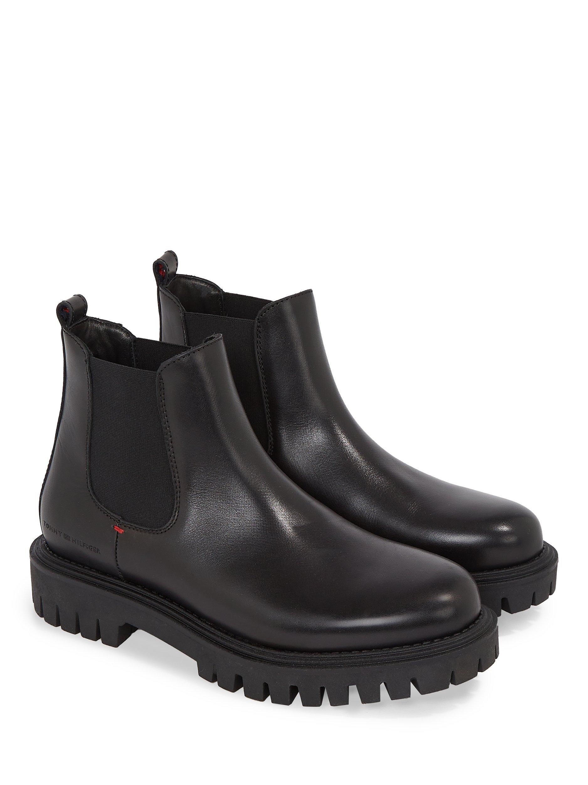 Tommy Hilfiger Chunky Leather Chelsea Boots Black