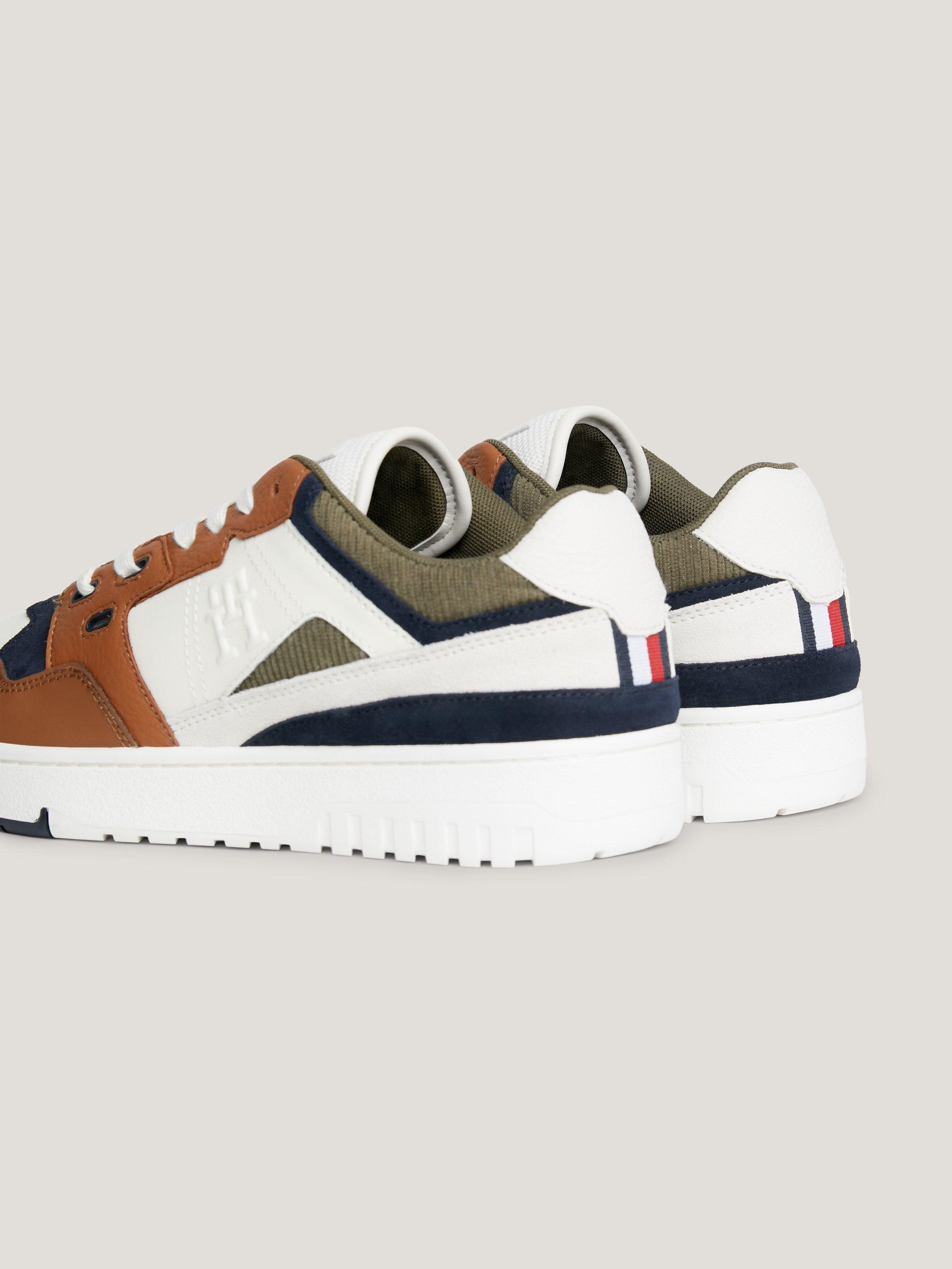 Product image 2 of 4, which shows Tommy Hilfiger TH Monogram Basketball Trainers, Natural Cognac/Multi, EU42
