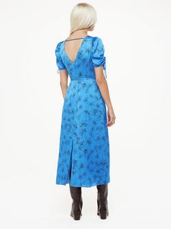 Whistles Petite Aurelie Scribble Daisy Print Midi Dress, Blue/Multi - view 2, Blue/Multi