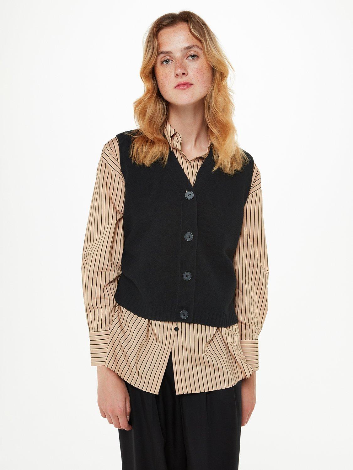 Whistles Wool Button Through Cardigan, Black, XS