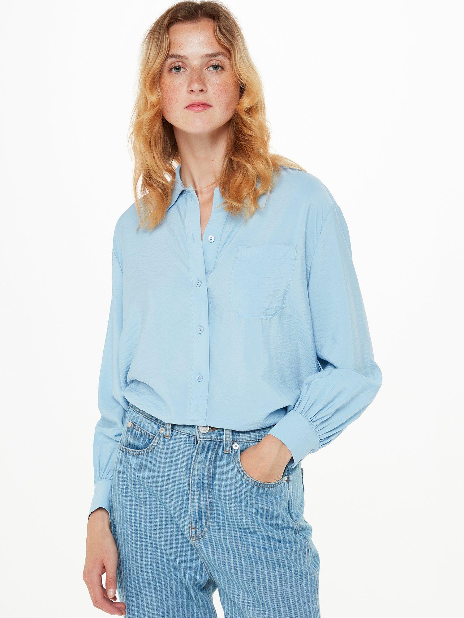 Product image 1 of 4, which shows Whistles Nicky Relaxed Shirt, Pale Blue, 16