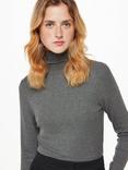 Whistles Essential Ribbed Polo Top, Dark Grey