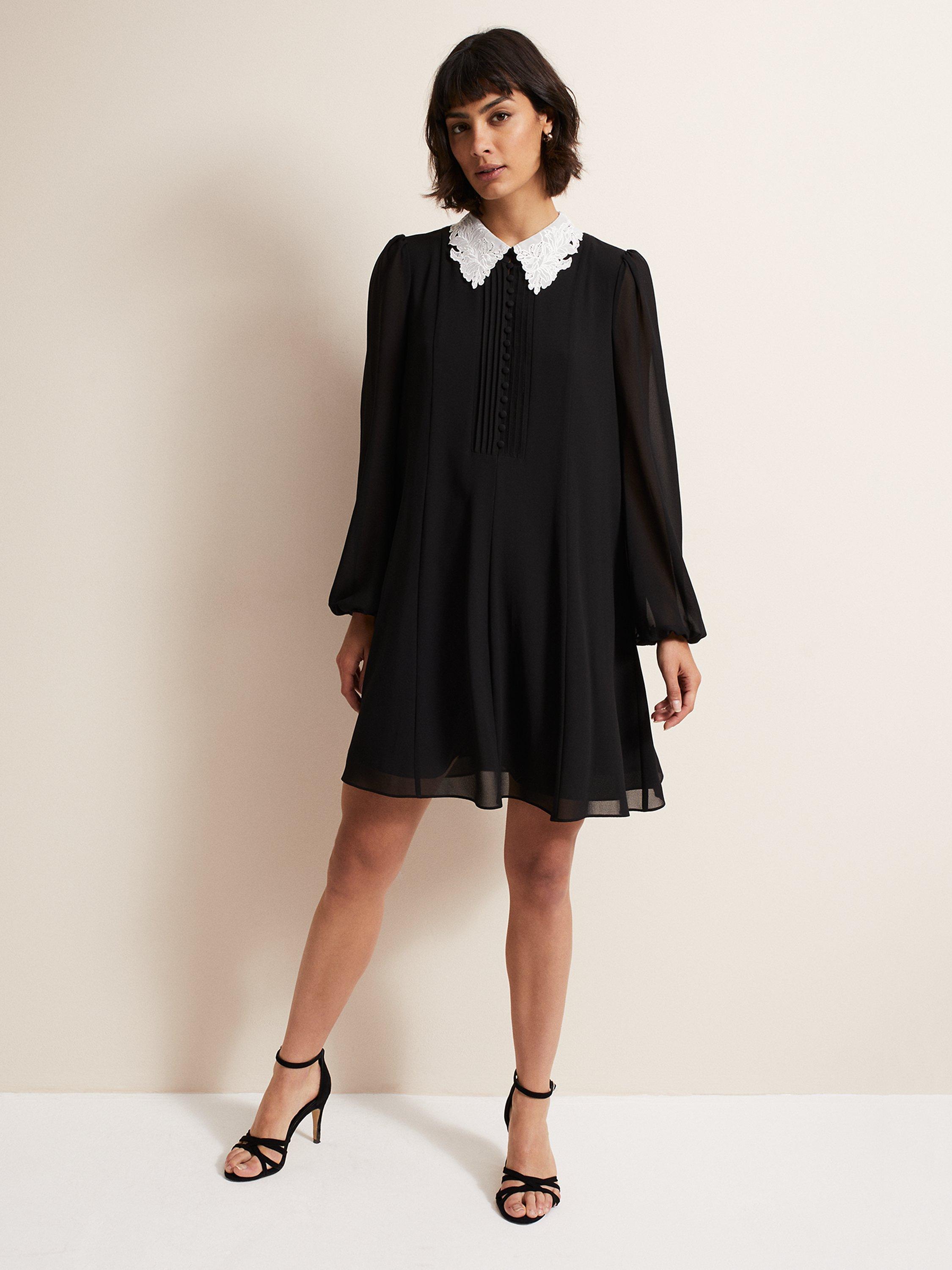 Phase Eight Trudie Swing Mini Dress, Black/Ivory