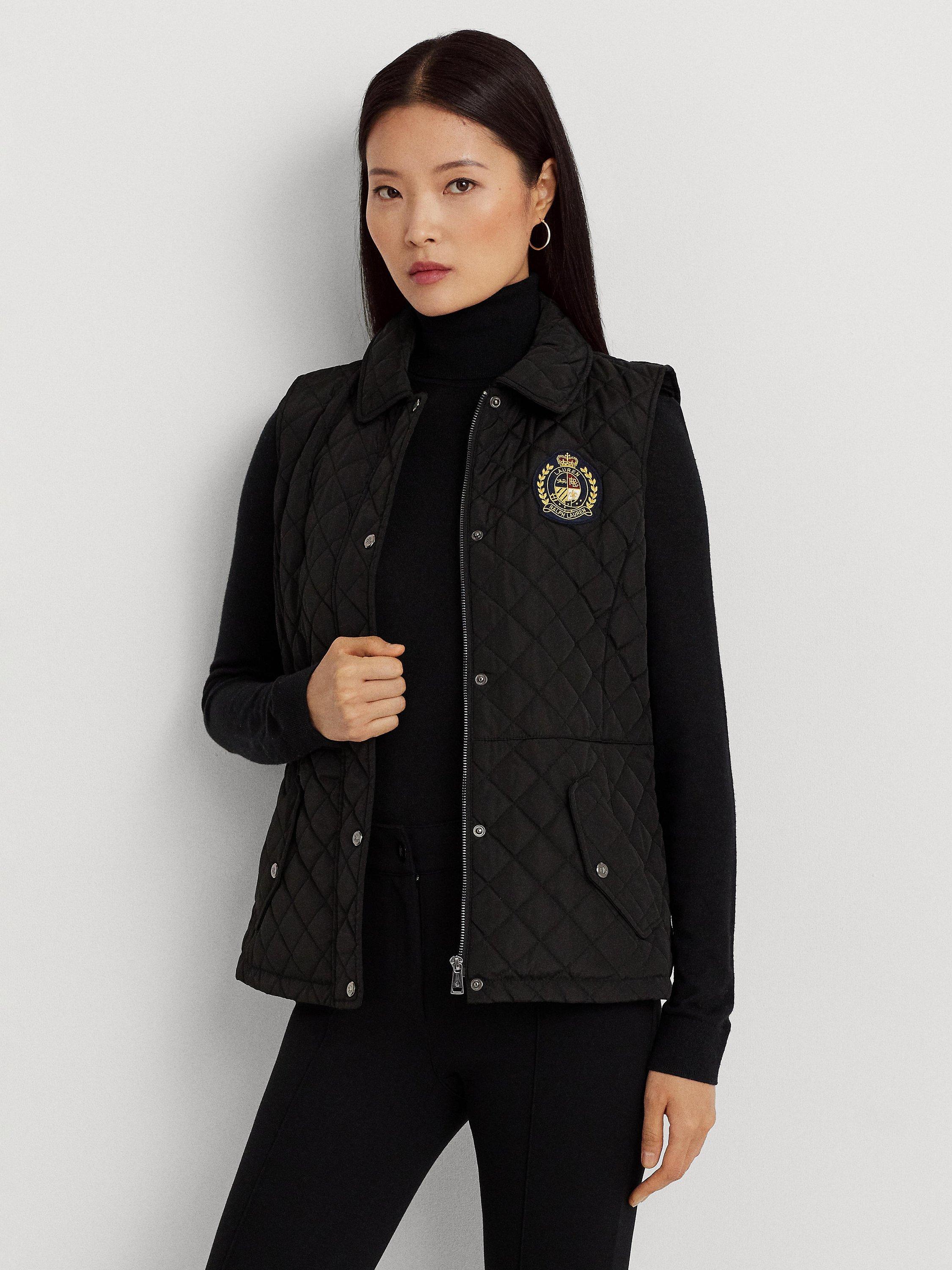 Lauren Ralph Lauren Crest Patch Recycled Quilted Gilet, Black