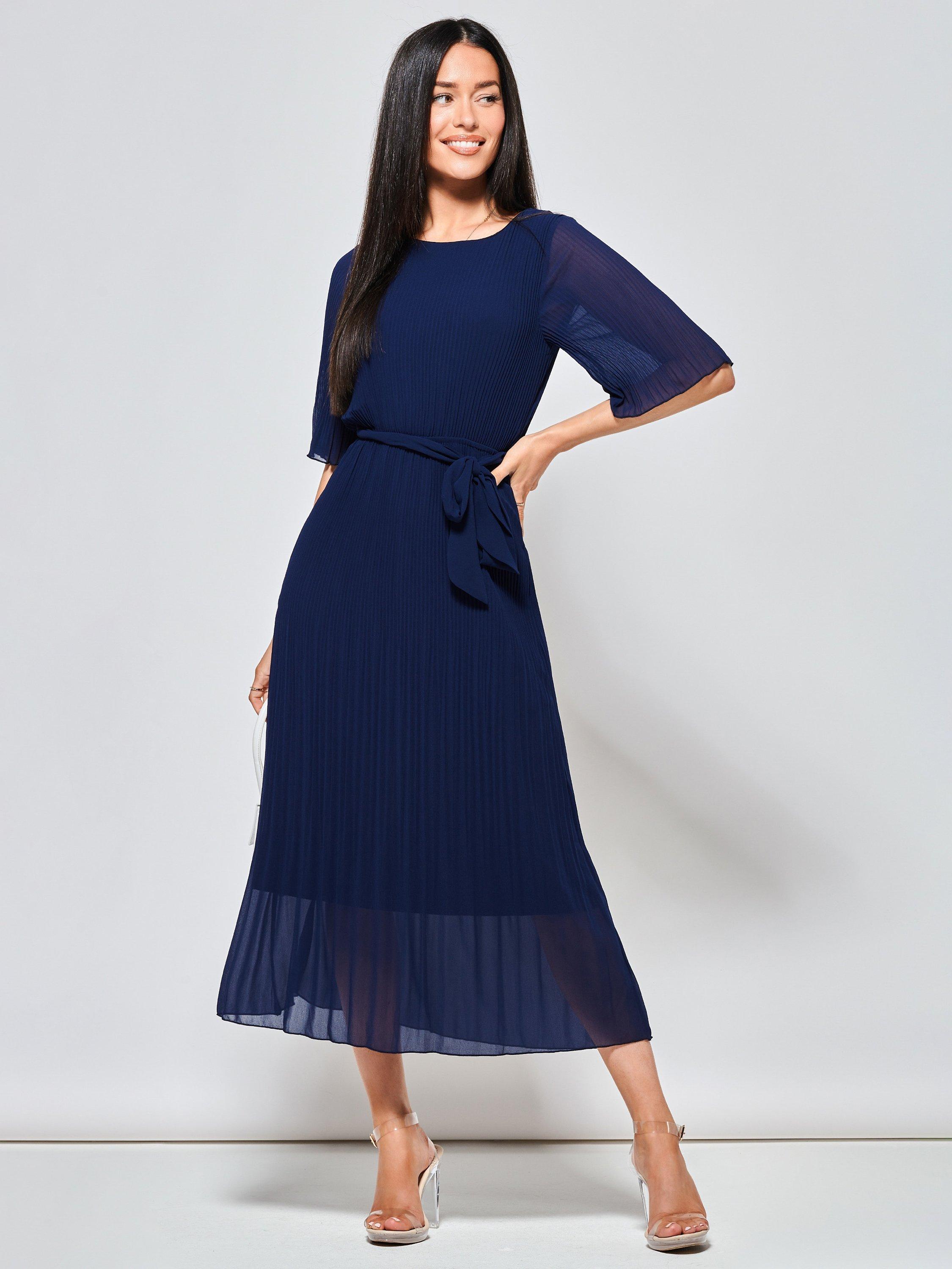 Jolie Moi Qynn Chiffon Pleated Maxi Dress, Navy, 8