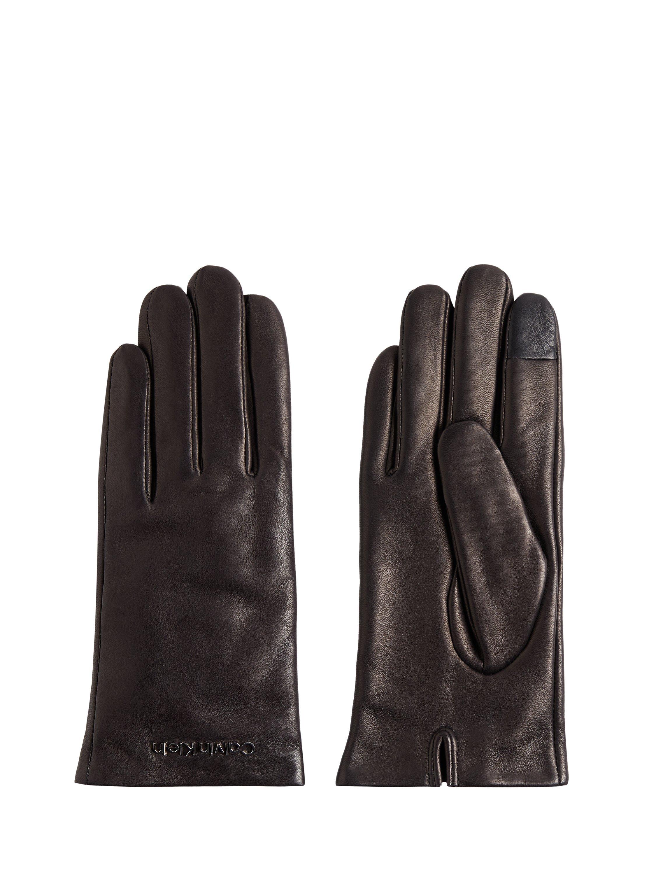 Calvin Klein Leather Gloves, Black