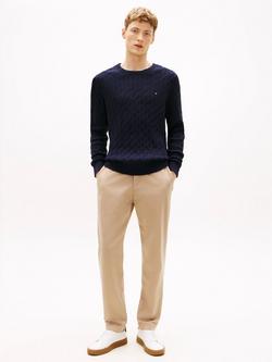 Tommy Hilfiger Flag Embroidery Cable Knit Jumper - view 2, Desert Sky