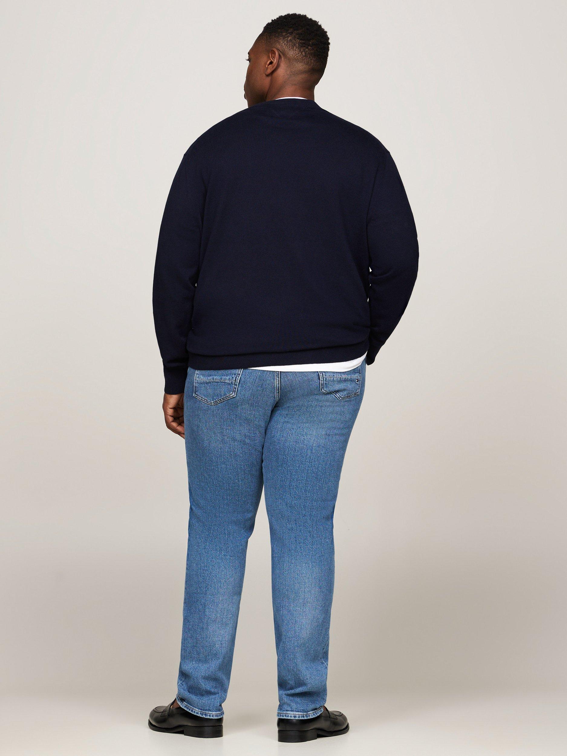 Product image 2 of 5, which shows Tommy Hilfiger Plus Cashmere Blend Flag Embroidery Jumper, Navy, XXXL
