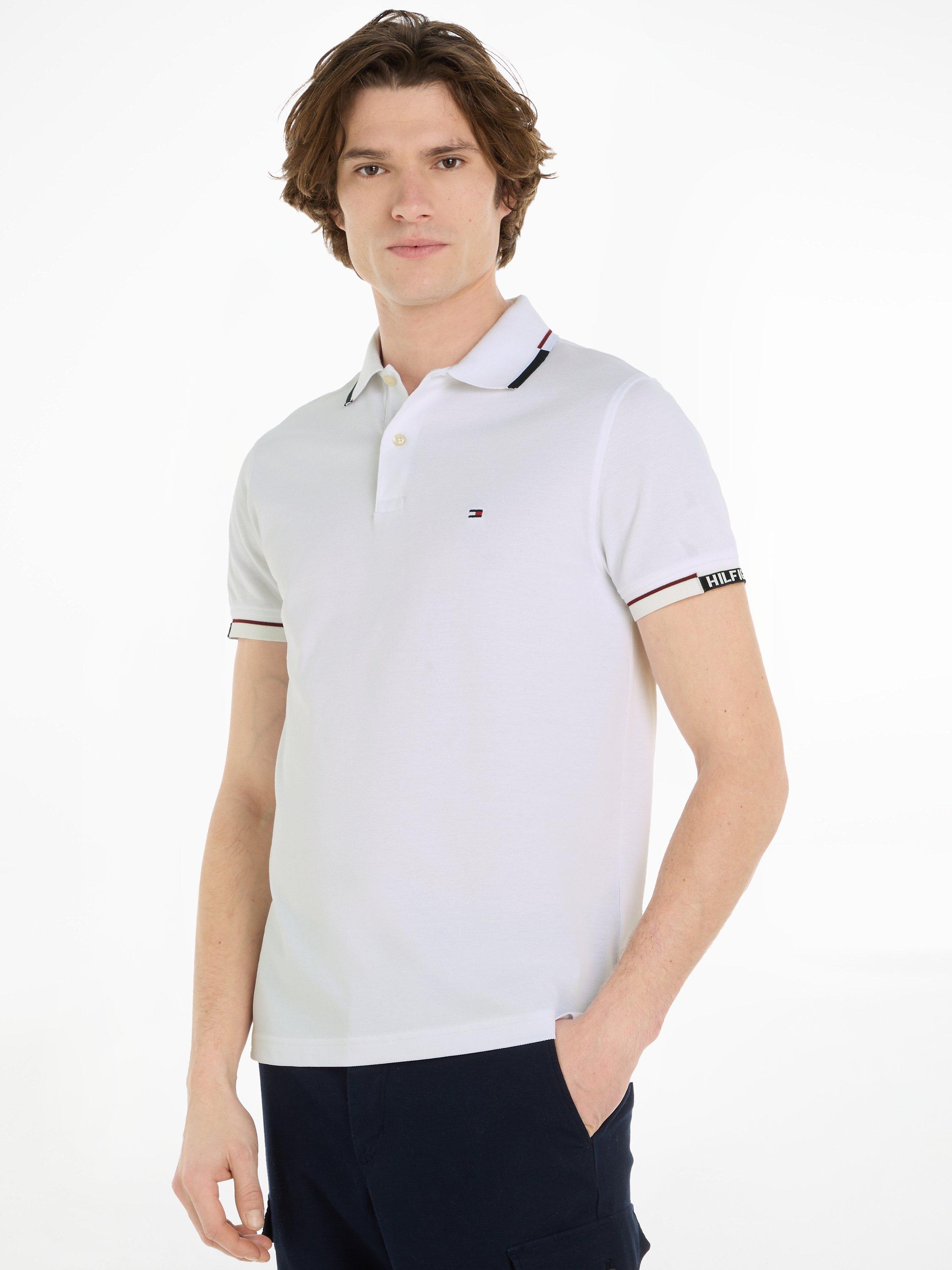 Tommy Hilfiger Cuff Slim Fit Polo Top, White