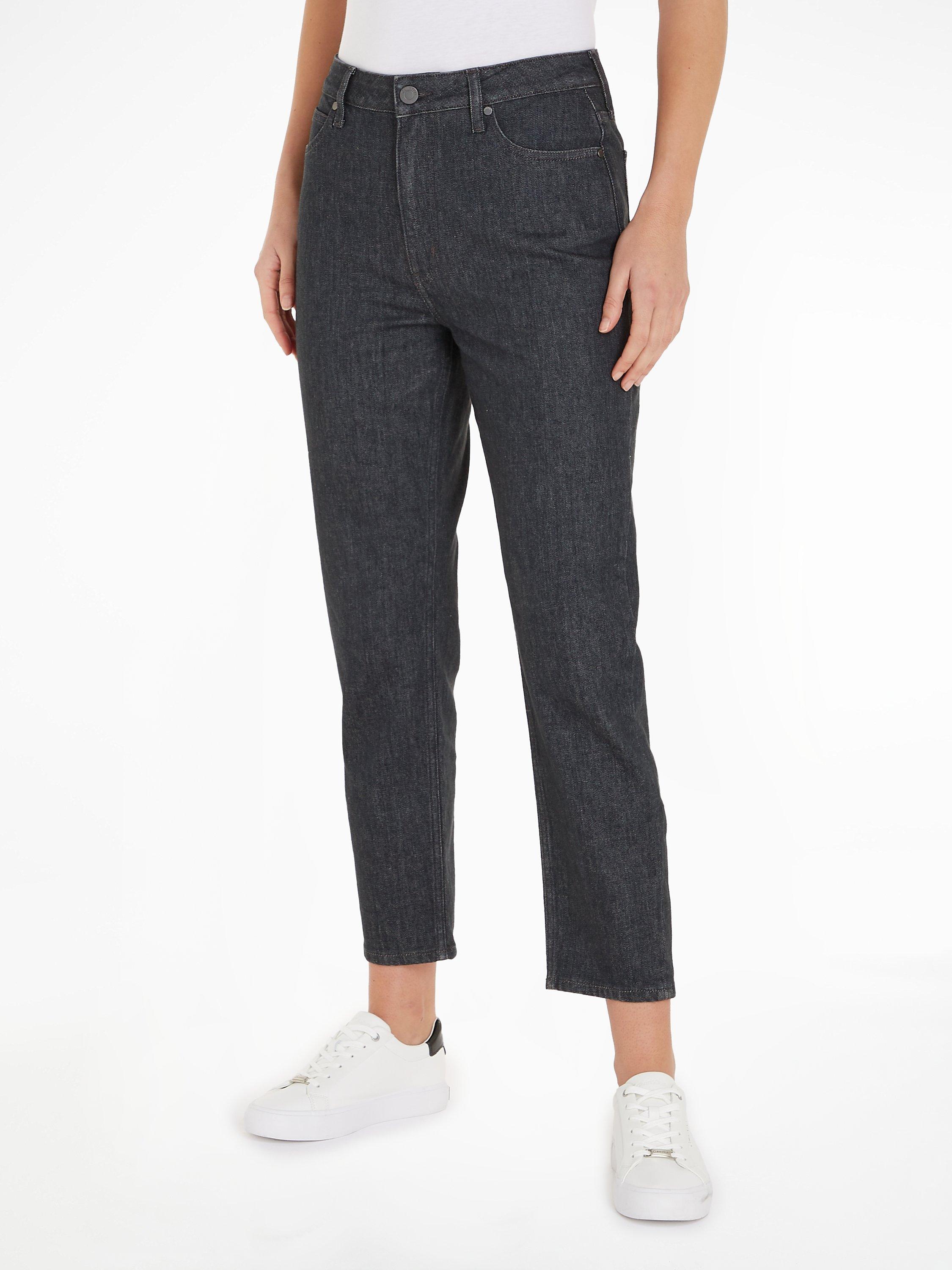 Calvin Klein High Rise Wide Leg Jeans, Dark Grey