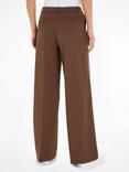 Calvin Klein Wool Twill Wide Leg Trousers, Brown