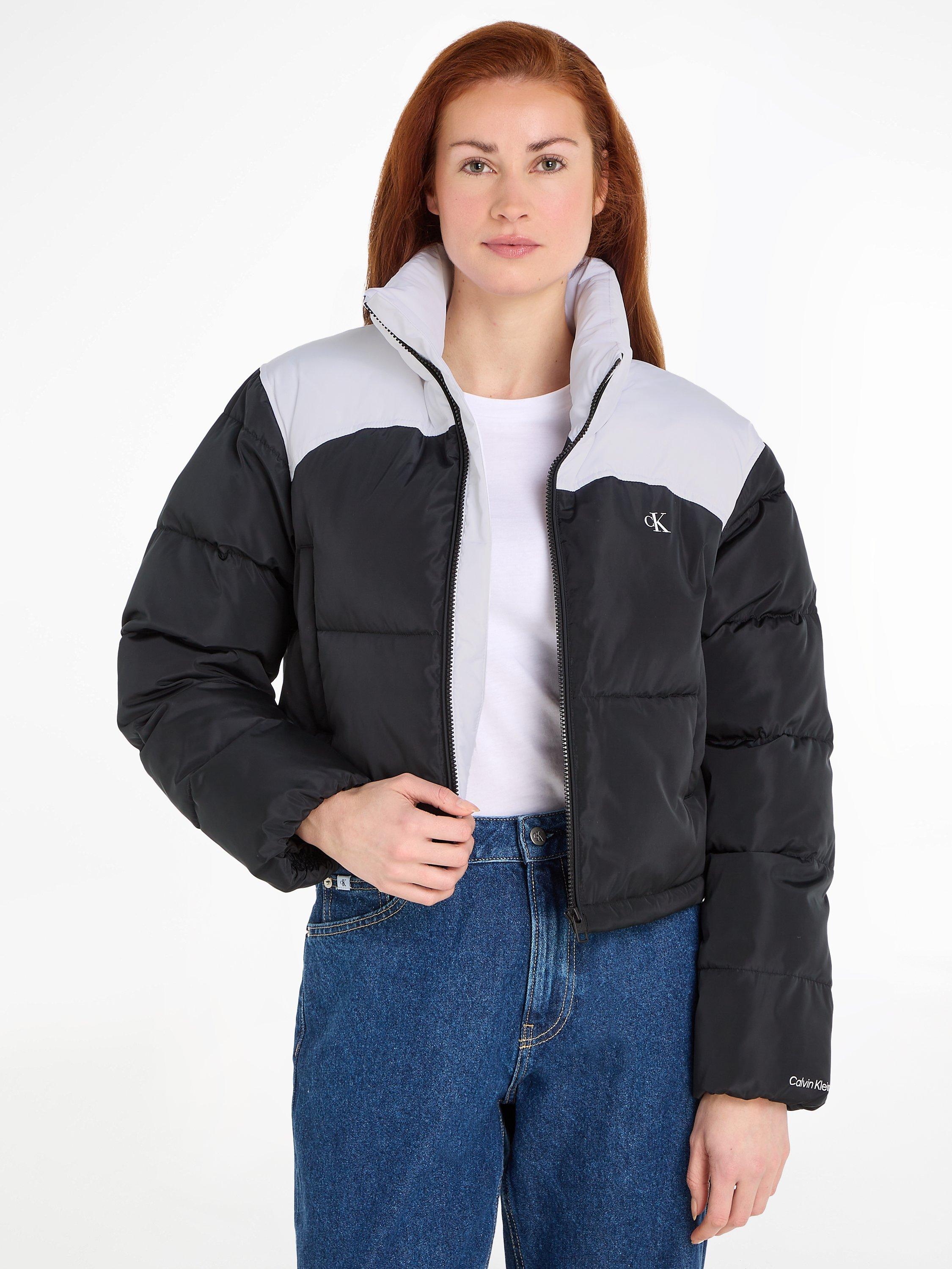 Calvin Klein Non Down Cropped Quilted Jacket, Ck Black/ Bright White
