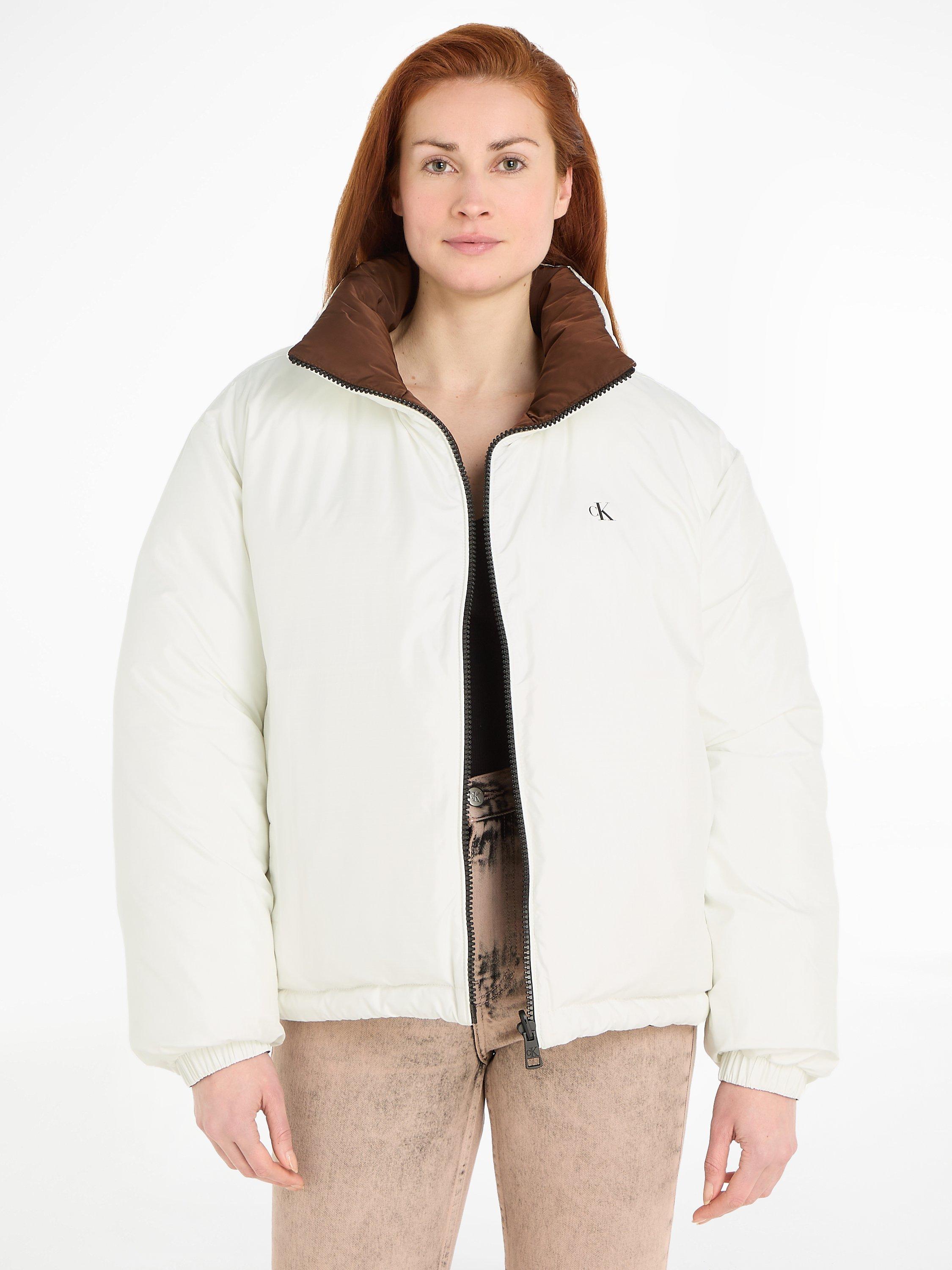 Calvin Klein Reversible Padded Jacket, Ivory/Dark Chestnut