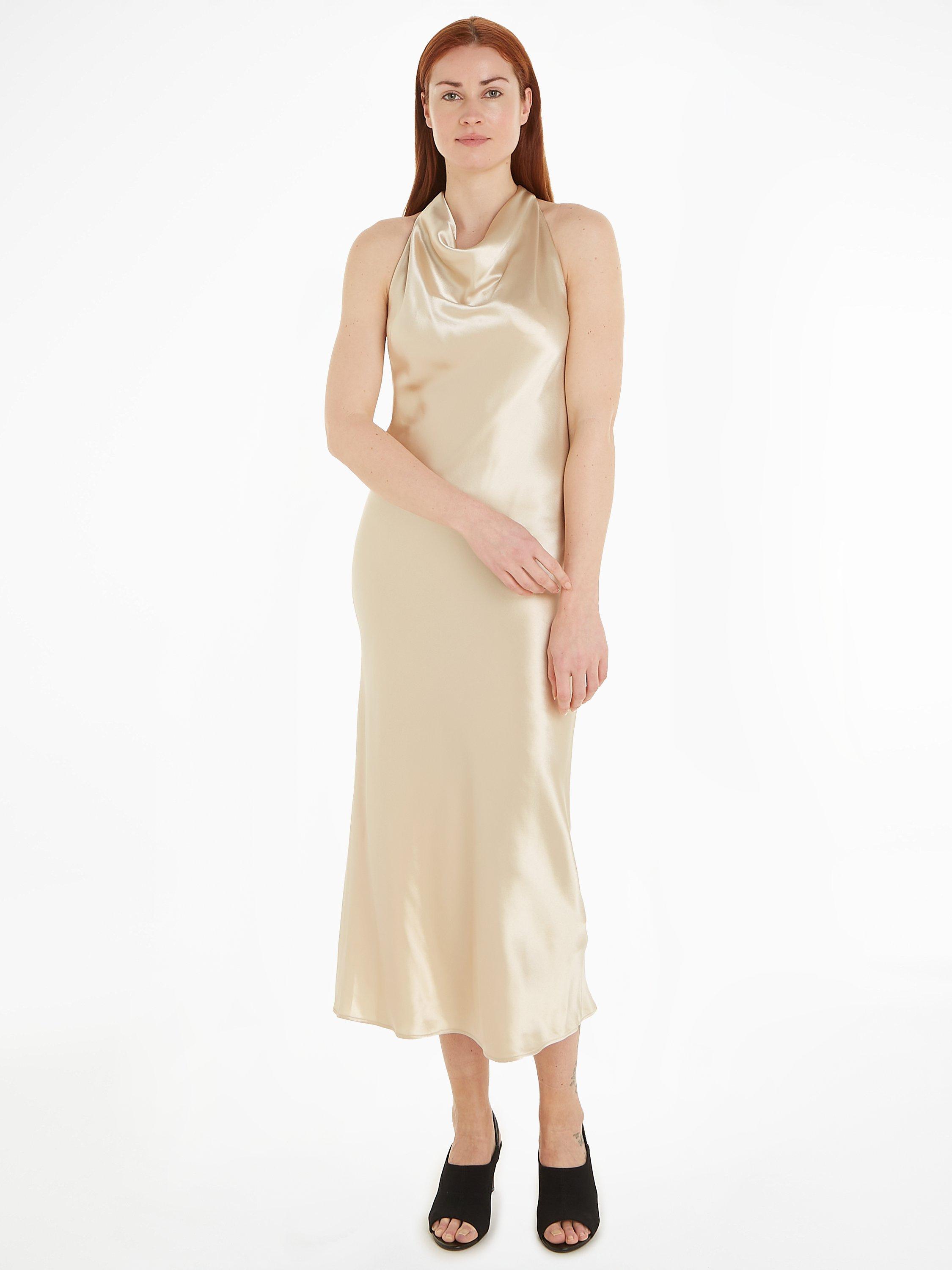 Calvin Klein Shine Halterneck Midi Dress, Angora