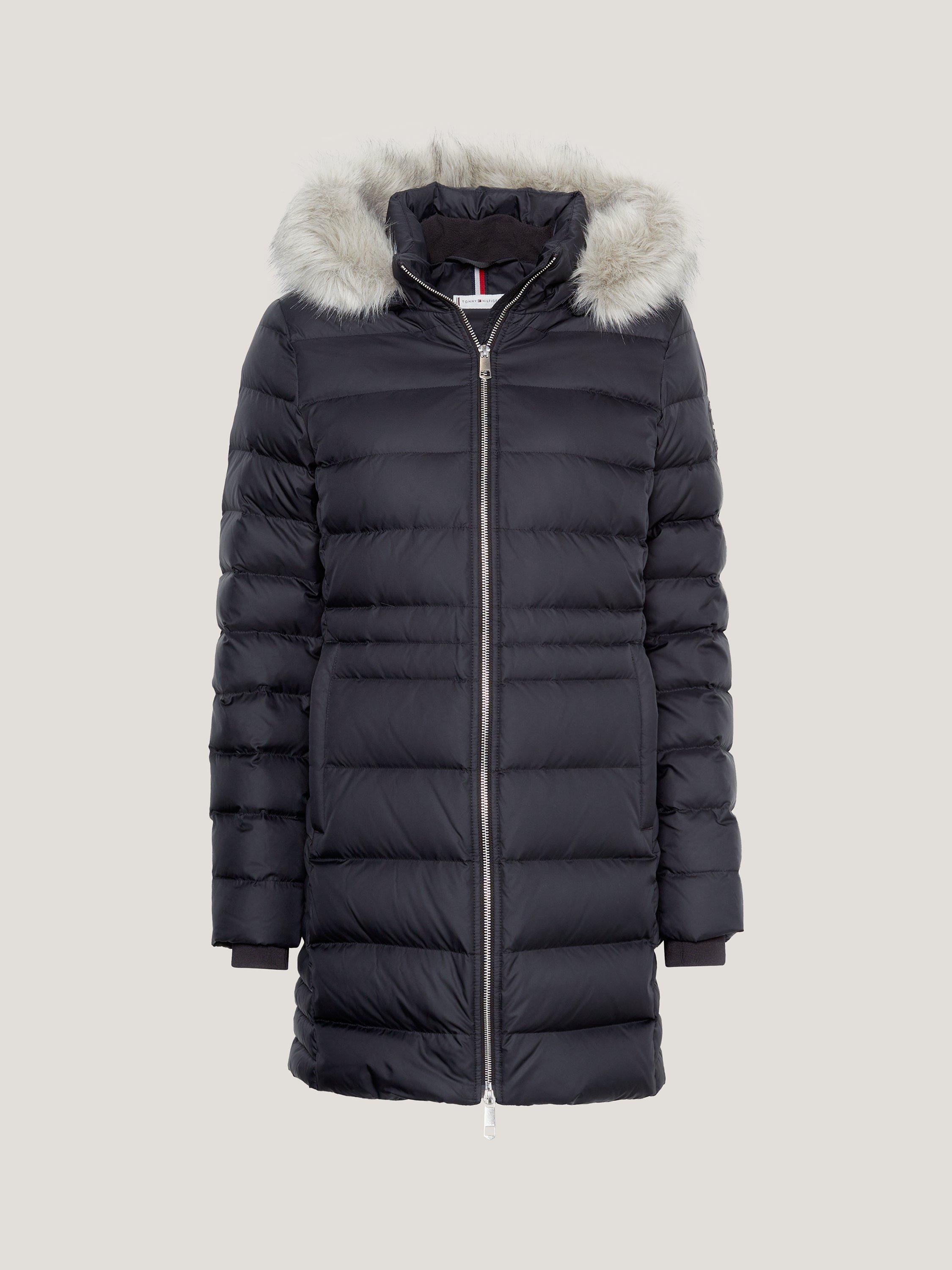 Tommy Hilfiger Faux Fur Hood Padded Coat, Black
