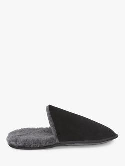 Celtic & Co. Men's Sheepskin Scuffs Slippers, Black/Grey