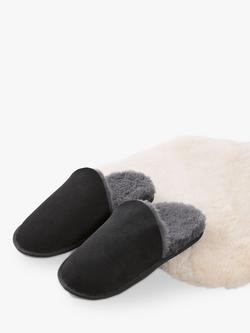 Celtic & Co. Men's Sheepskin Scuffs Slippers - view 2, Black/Grey