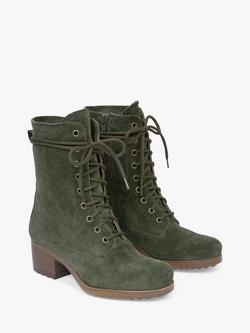 Celtic & Co. Suede Block Heel Derby Boots - view 2, Olive