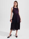 Hobbs Petite Blythe Midi Dress, Navy Burgundy