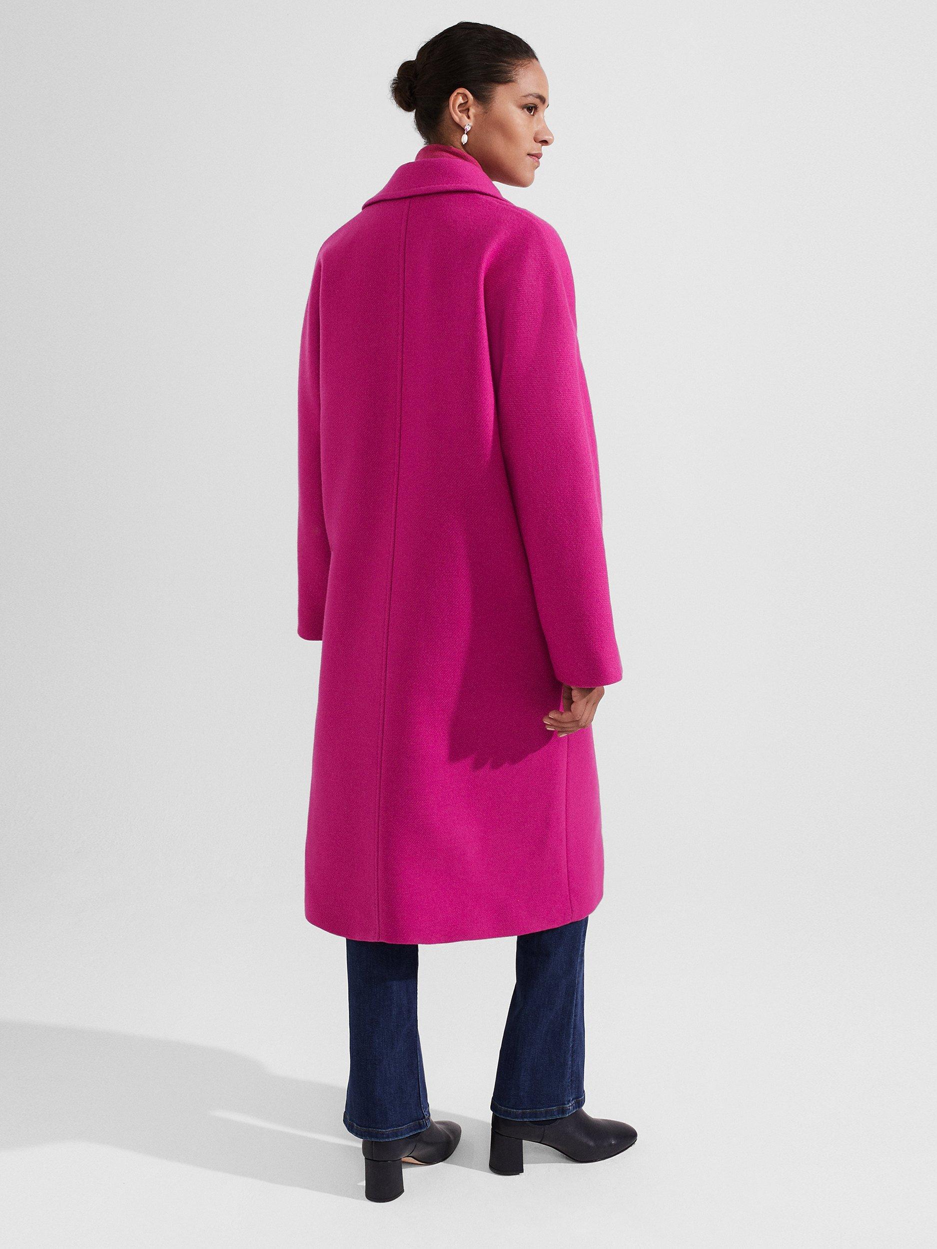 Hobbs Carine Wool Blend Relaxed Fit Coat Bright Pink