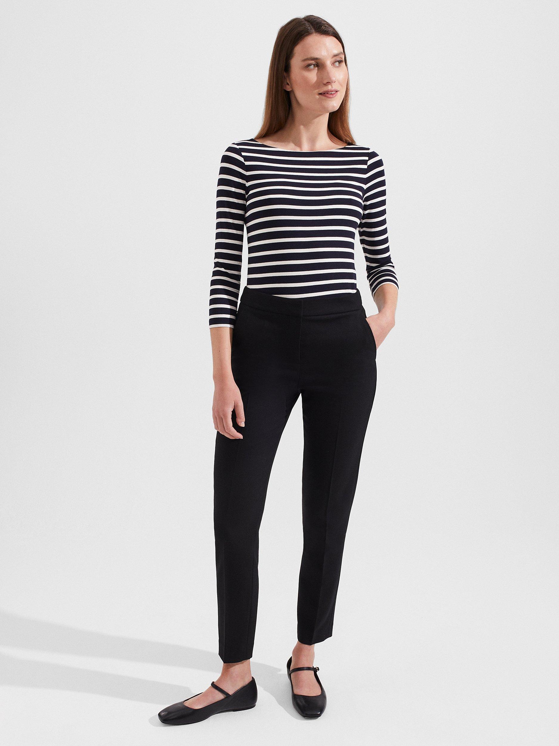 Hobbs Petite Gael Wool Blend Tapered Leg Trousers, Black
