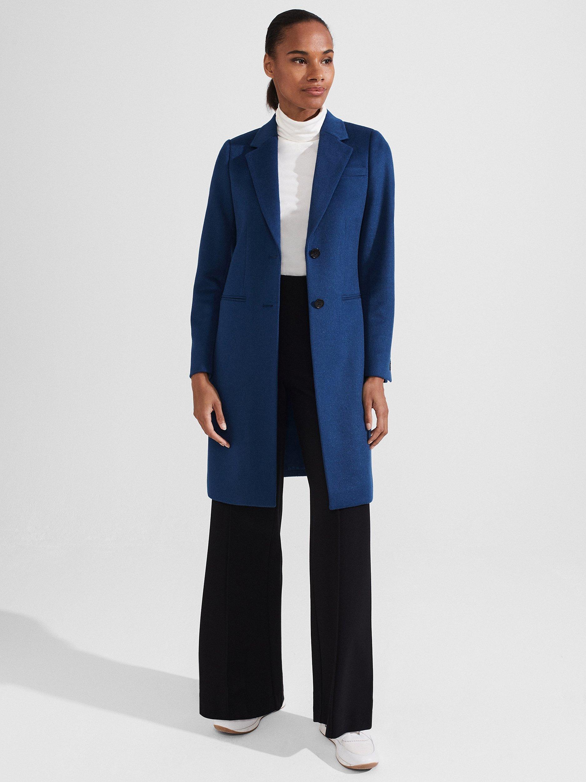 Hobbs Petite Tilda Wool Coat, Steel Blue