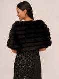 Adrianna Papell Faux Fur Brooch Cover Up, Black