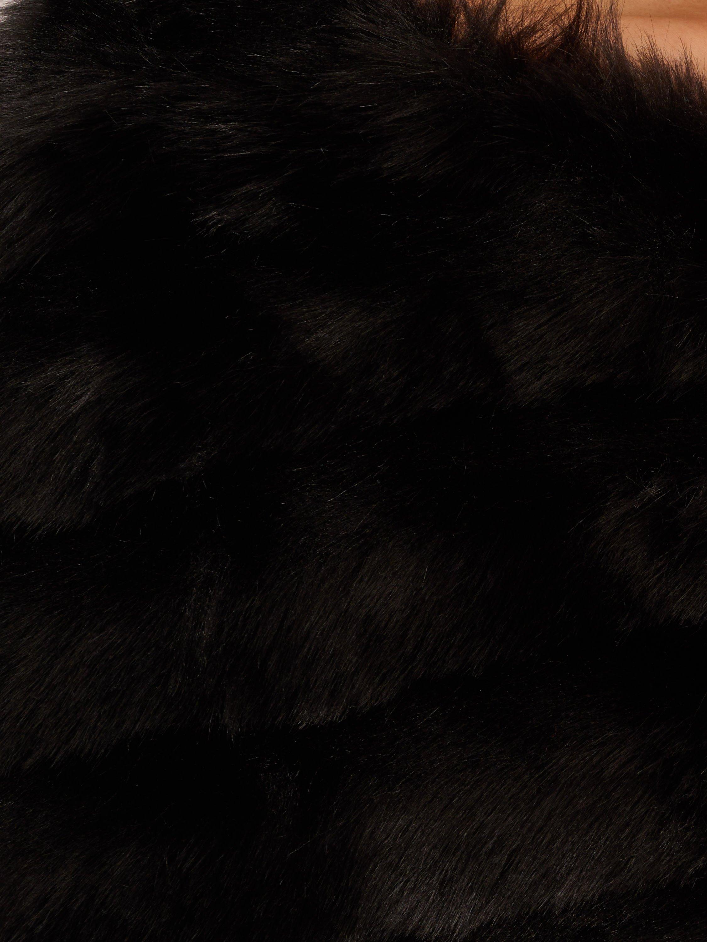 Product image 7 of 7, which shows Adrianna Papell Faux Fur Brooch Cover Up, Black, XS