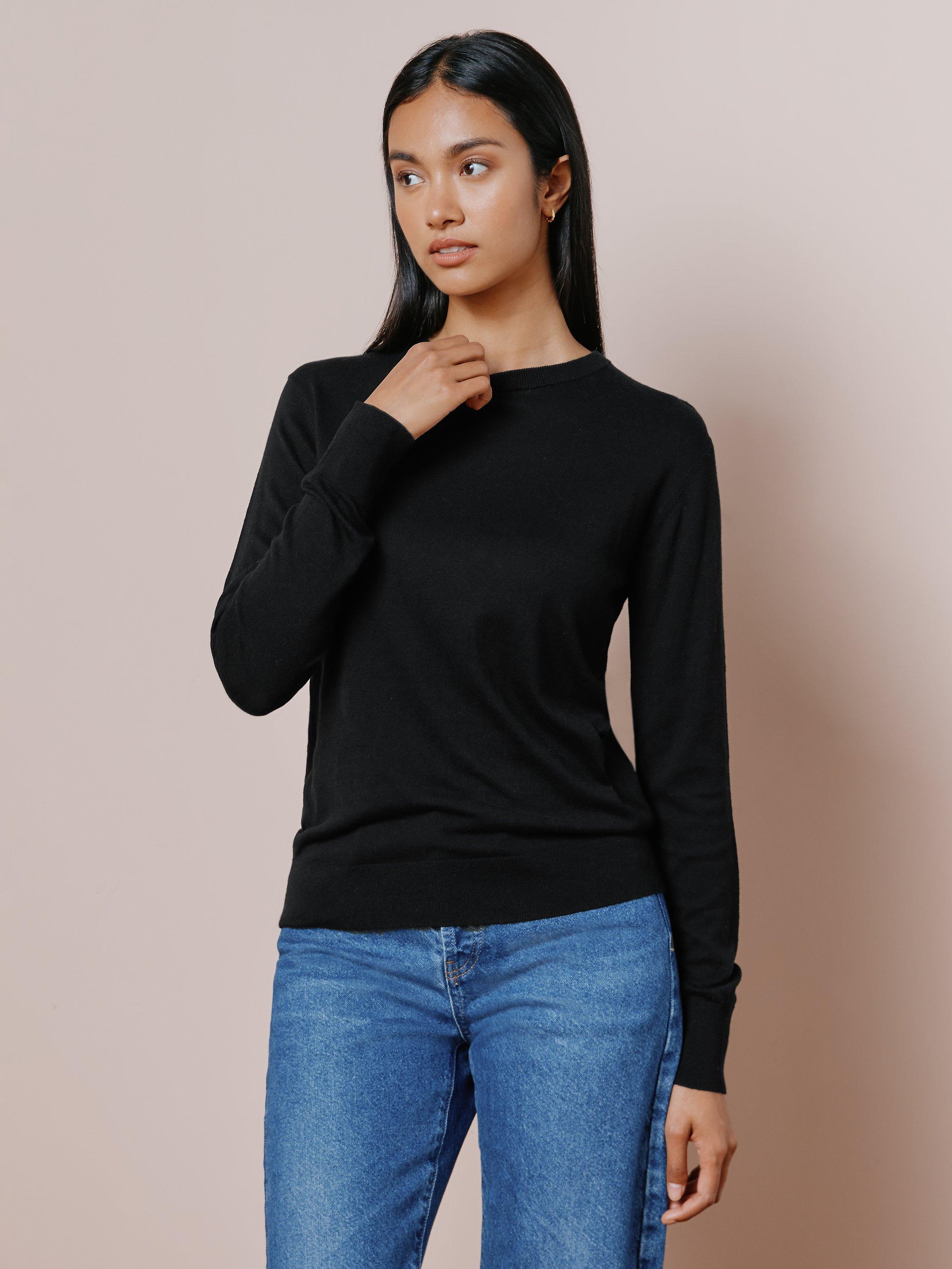 Albaray Silk Blend Crew Neck Jumper, Black