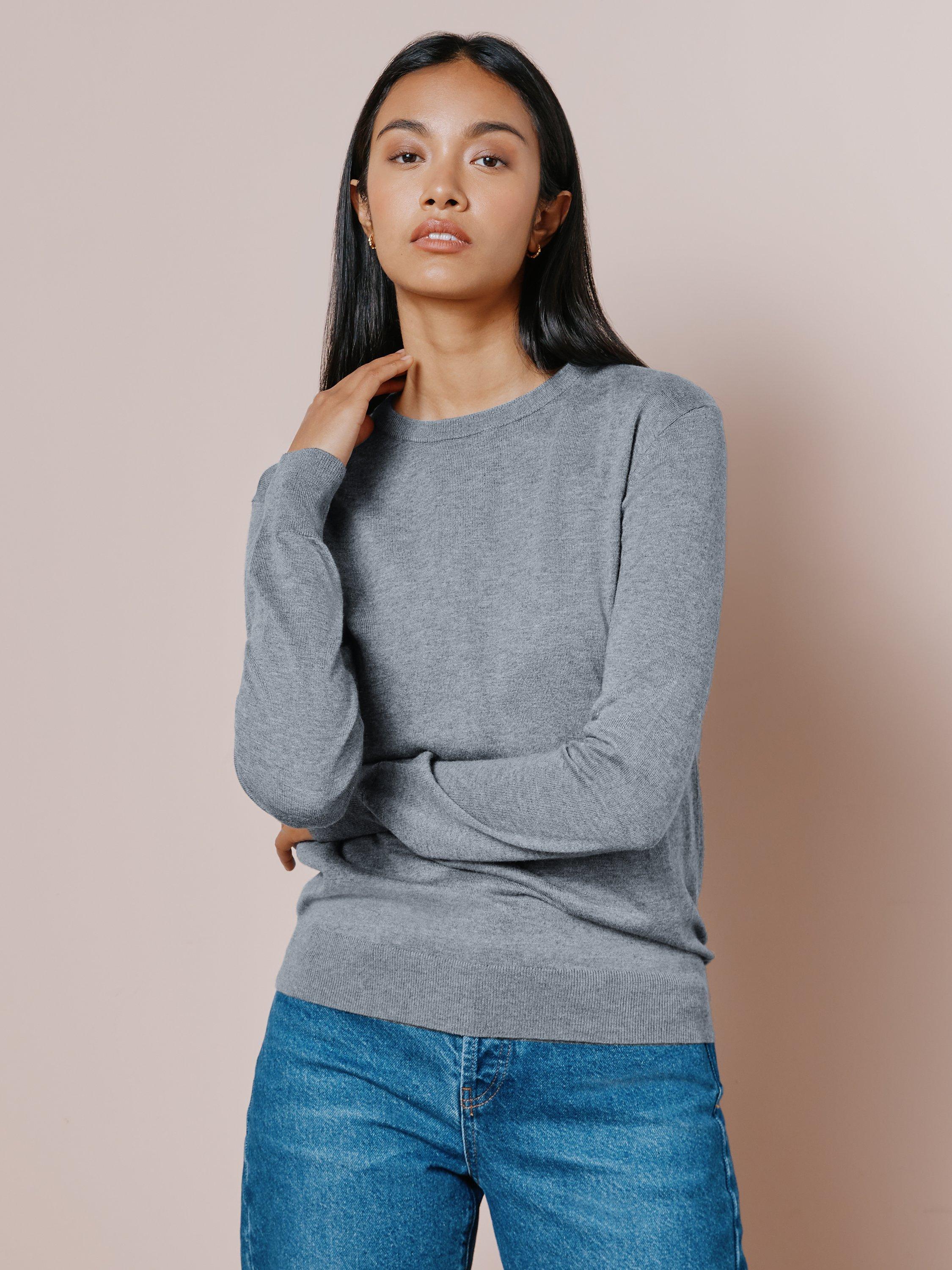 Albaray Silk Blend Crew Neck Jumper, Grey