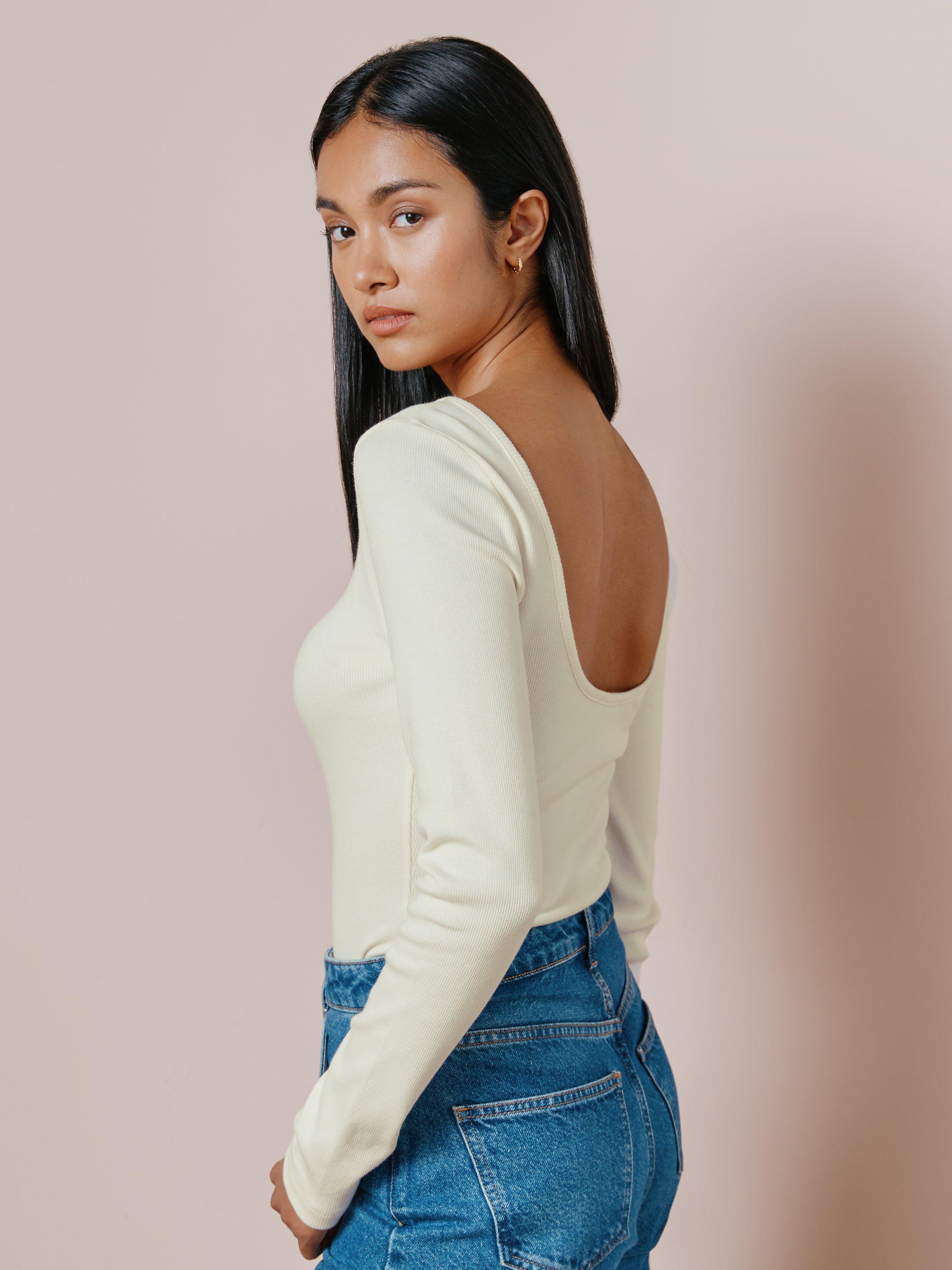Albaray Scoop Back Rib Top, Cream