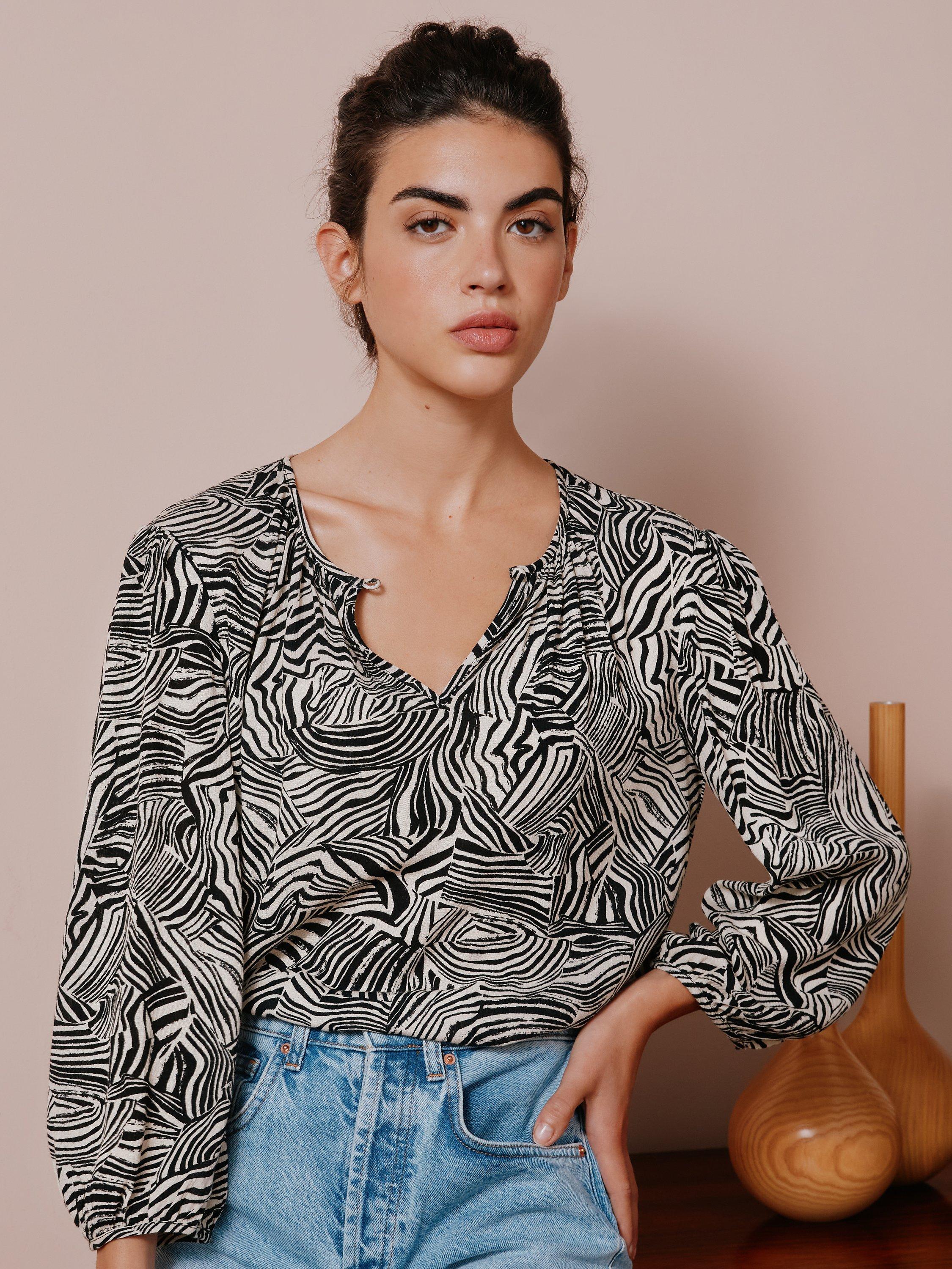 Albaray Abstract Marbel Print Keyhole Top, Multi