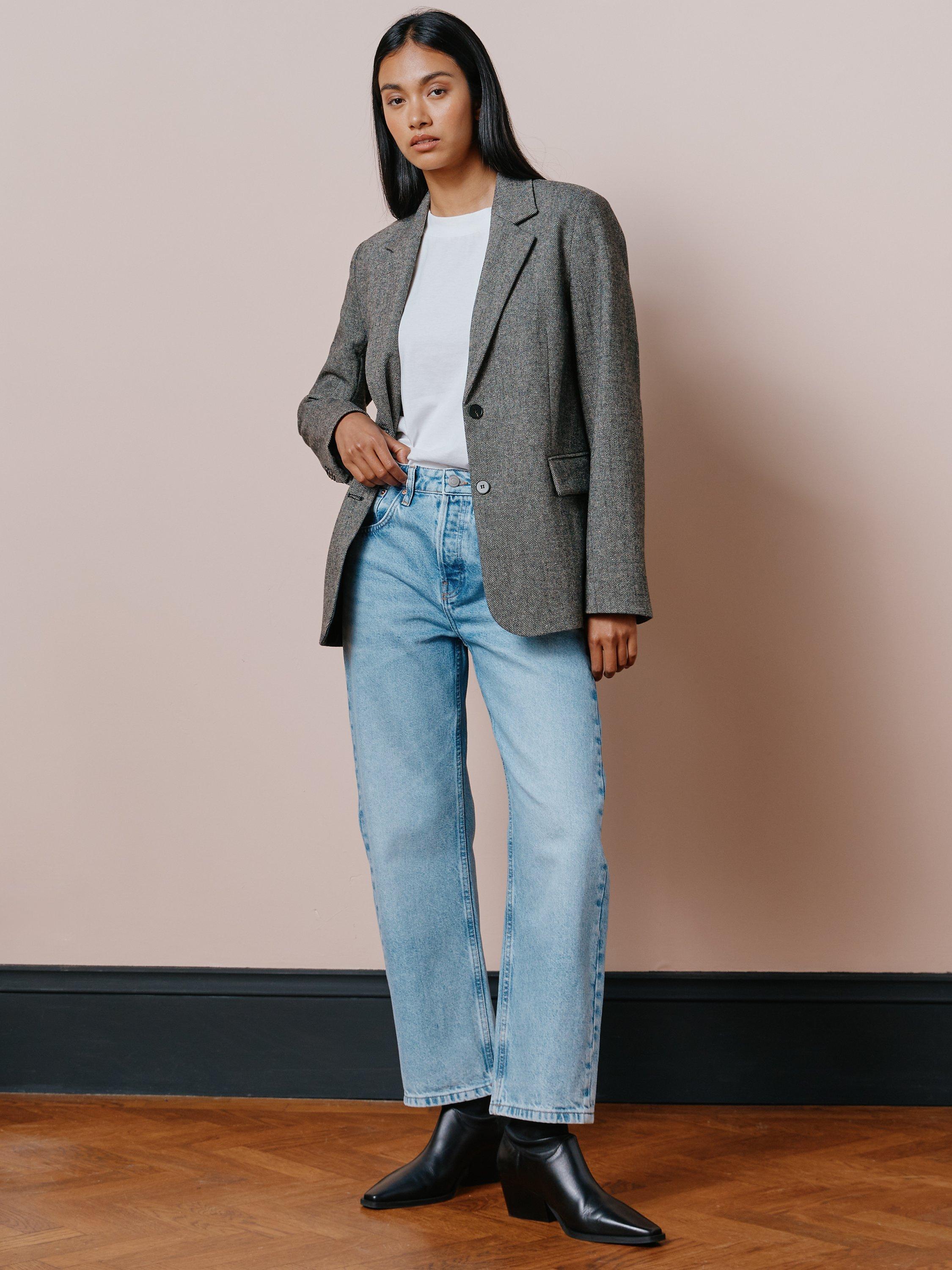 Albaray Textured Wool Blend Relaxed Tailored Blazer, Grey