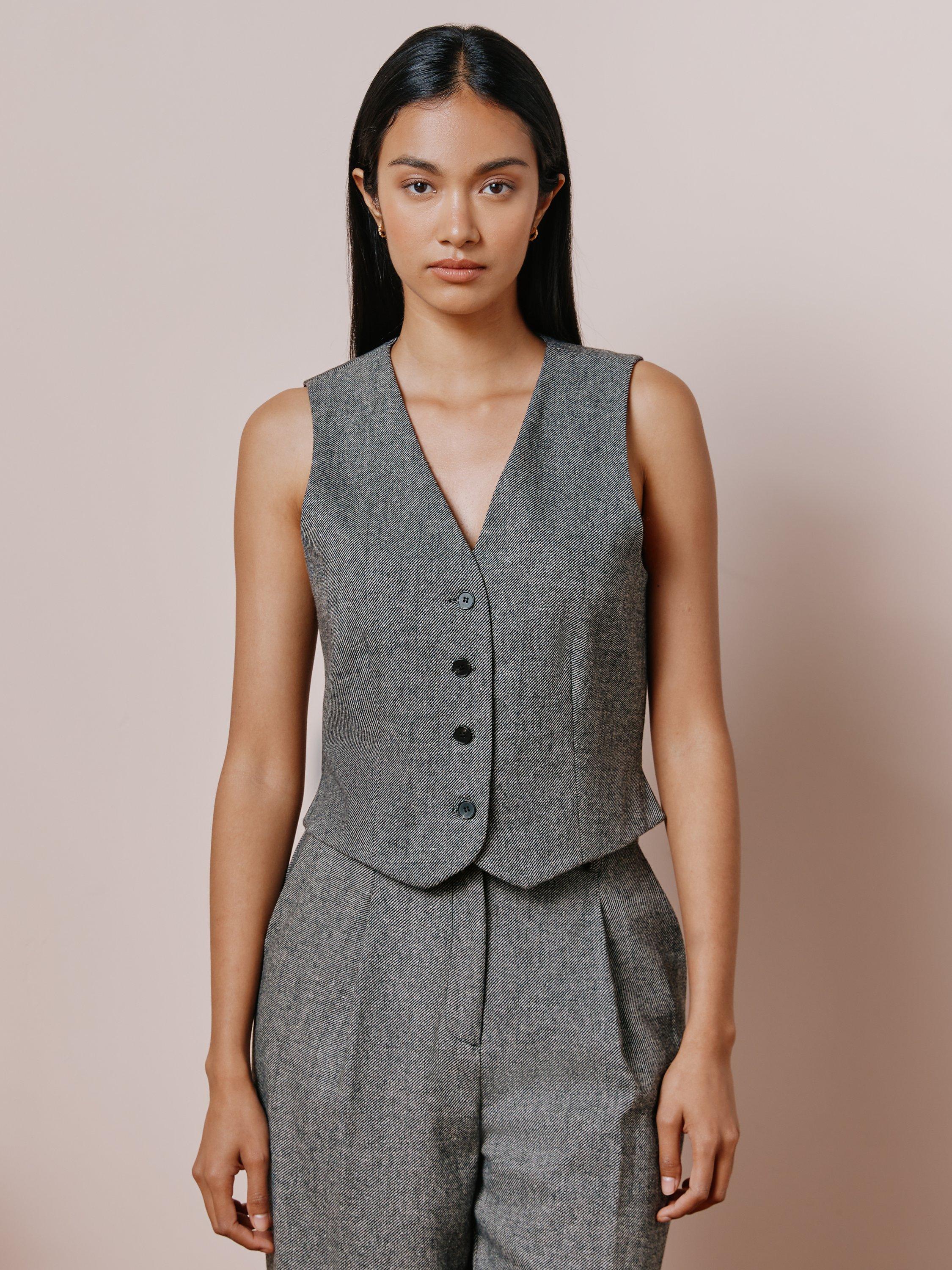 Albaray Textured Wool Blend Waistcoat, Grey