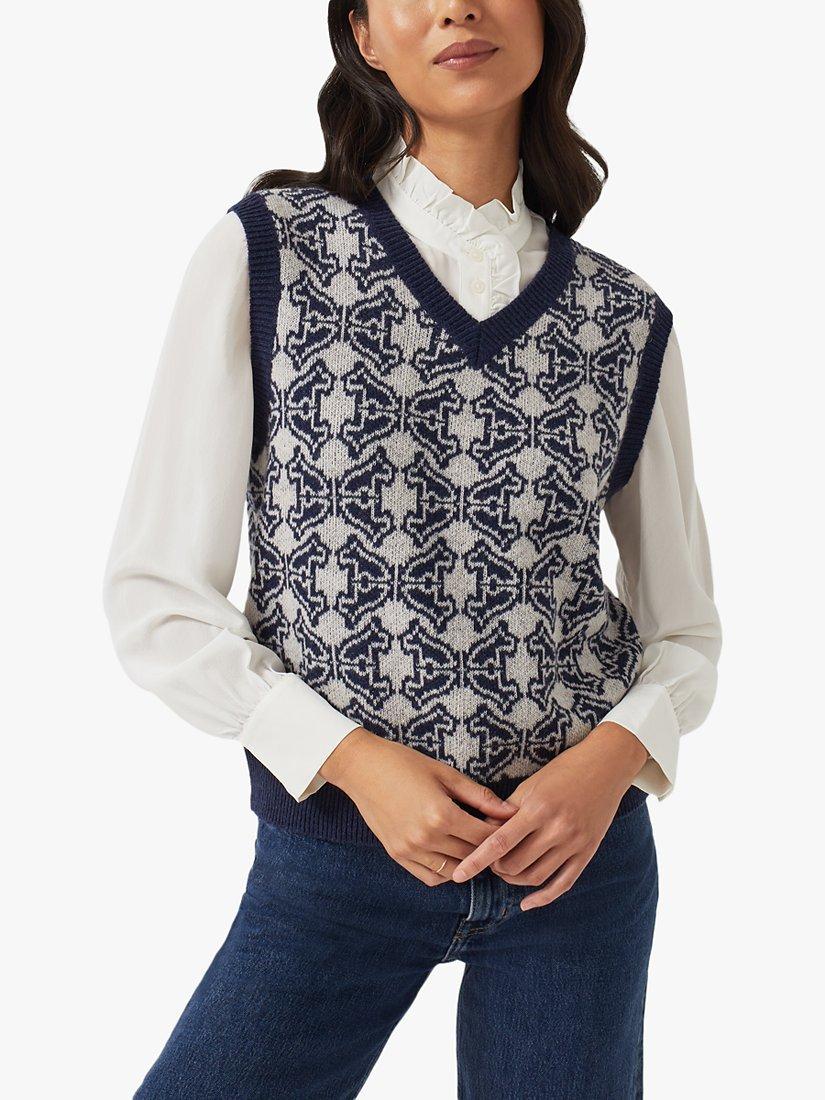 Radley Heirloom Jacquard Merino Wool Blend Vest, Navy/Grey