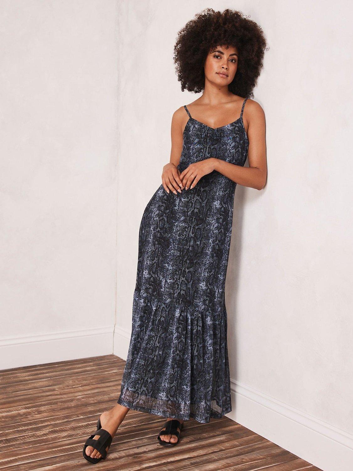 Mint Velvet Jenna Snake Print Maxi Dress, Multi