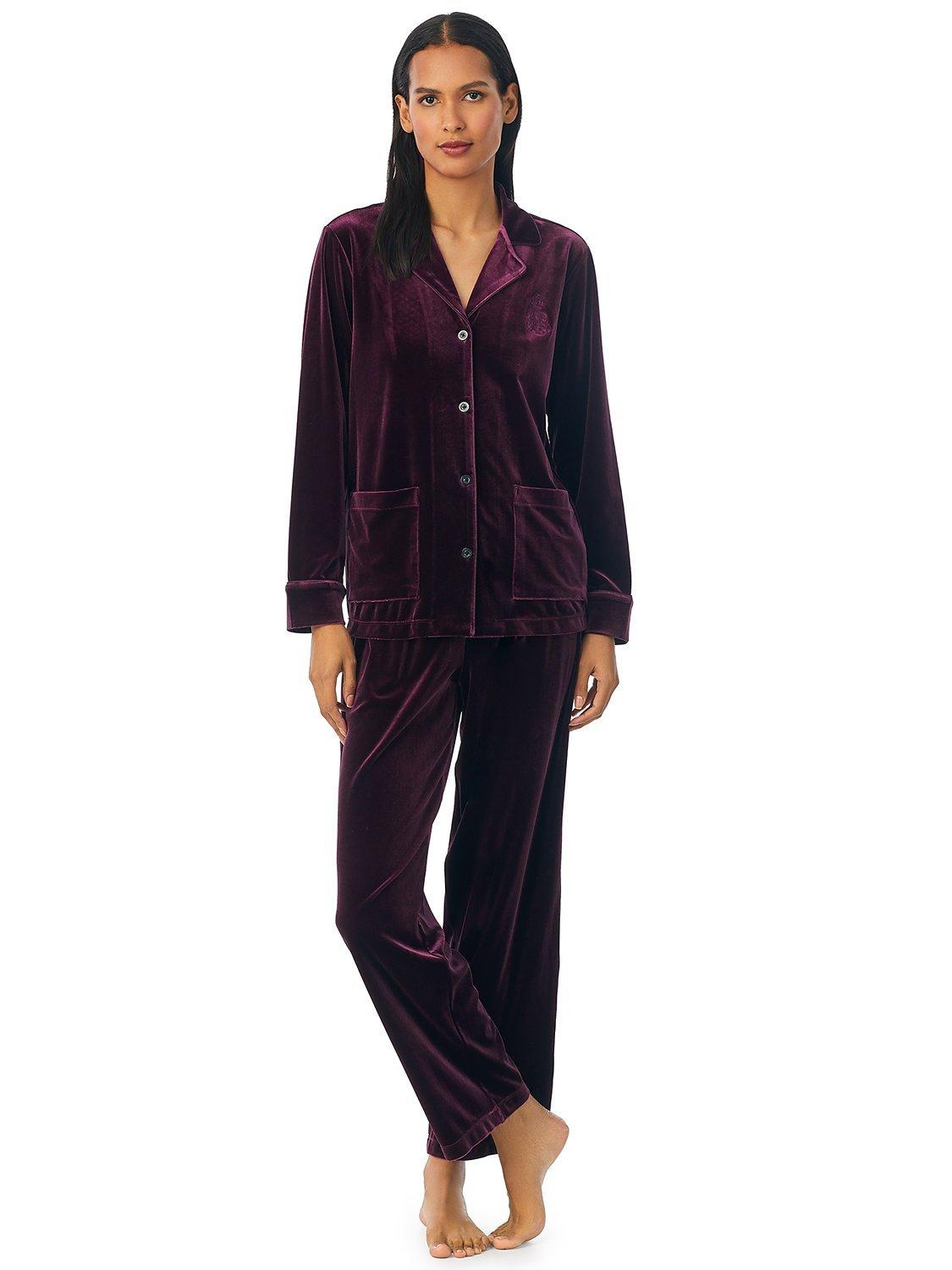 Ralph Lauren Velvet Pyjama Set, Burgundy