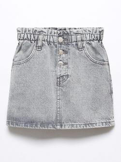Mango Kids' Cindy Paperbag Denim Skirt, Open Grey