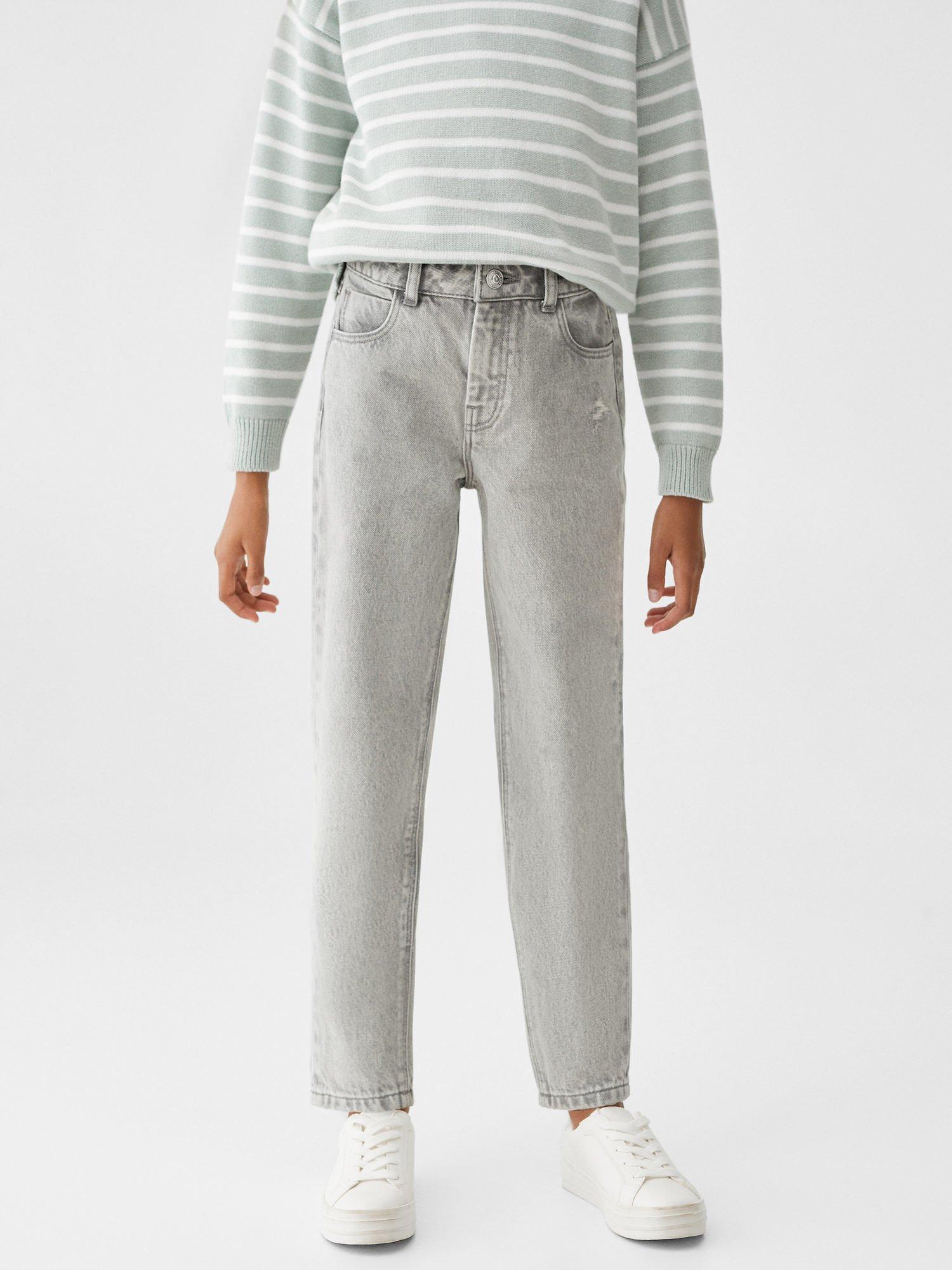 Mango Kids' Mom Fit Jeans, Open Grey