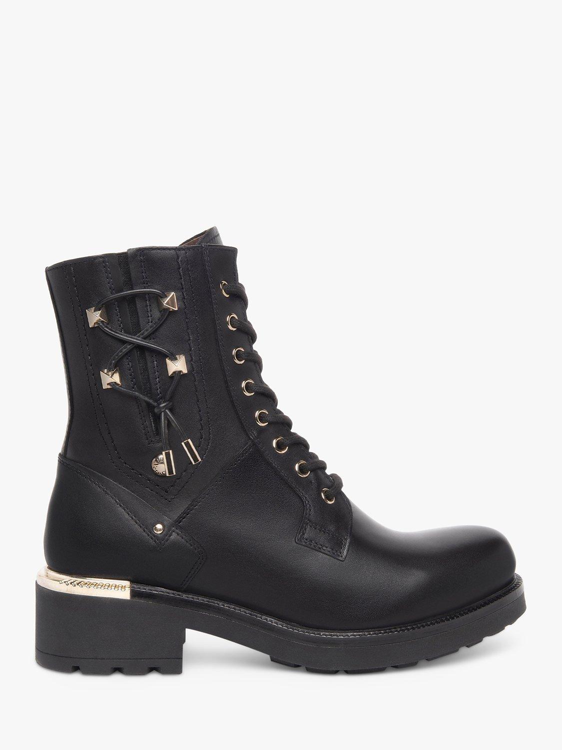 NeroGiardini Gold Clip Leather Biker Boots, Black