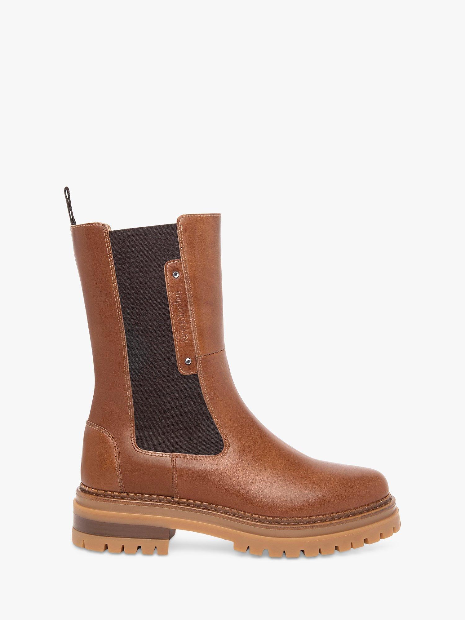 NeroGiardini Chunky Tall Leather Chelsea Boots, Tan