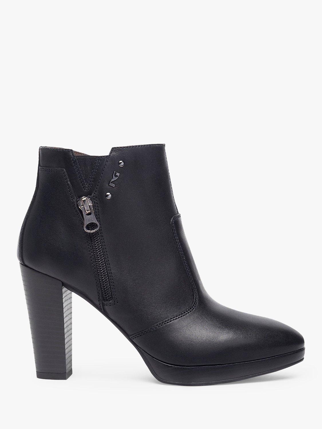 NeroGiardini Leather Almond Toe Shoe Boots, Black