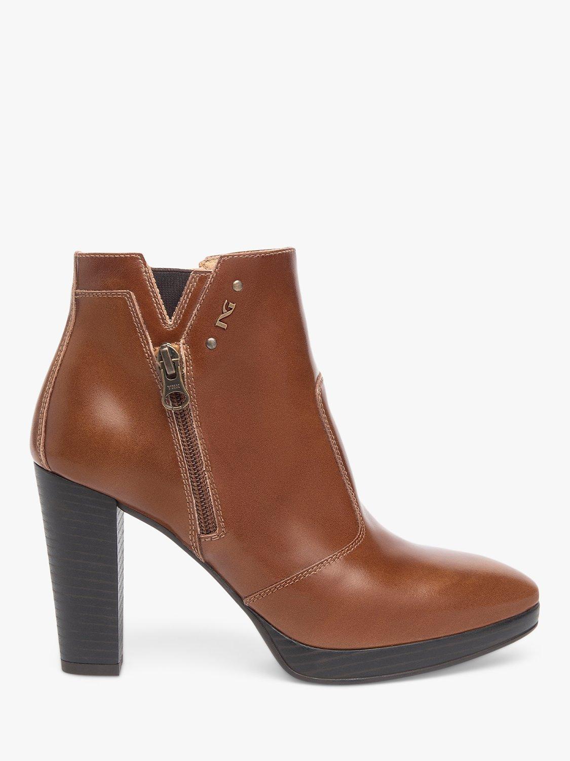 NeroGiardini Leather Almond Toe Shoe Boots, Tan