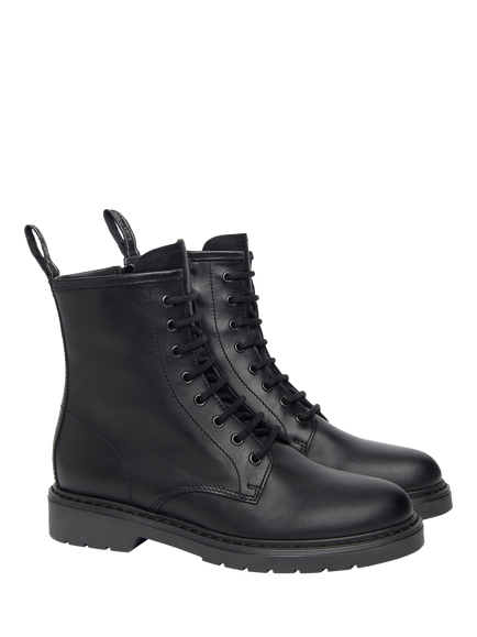 NeroGiardini Slim Sole Leather Biker Boots, Black - view 2, Black