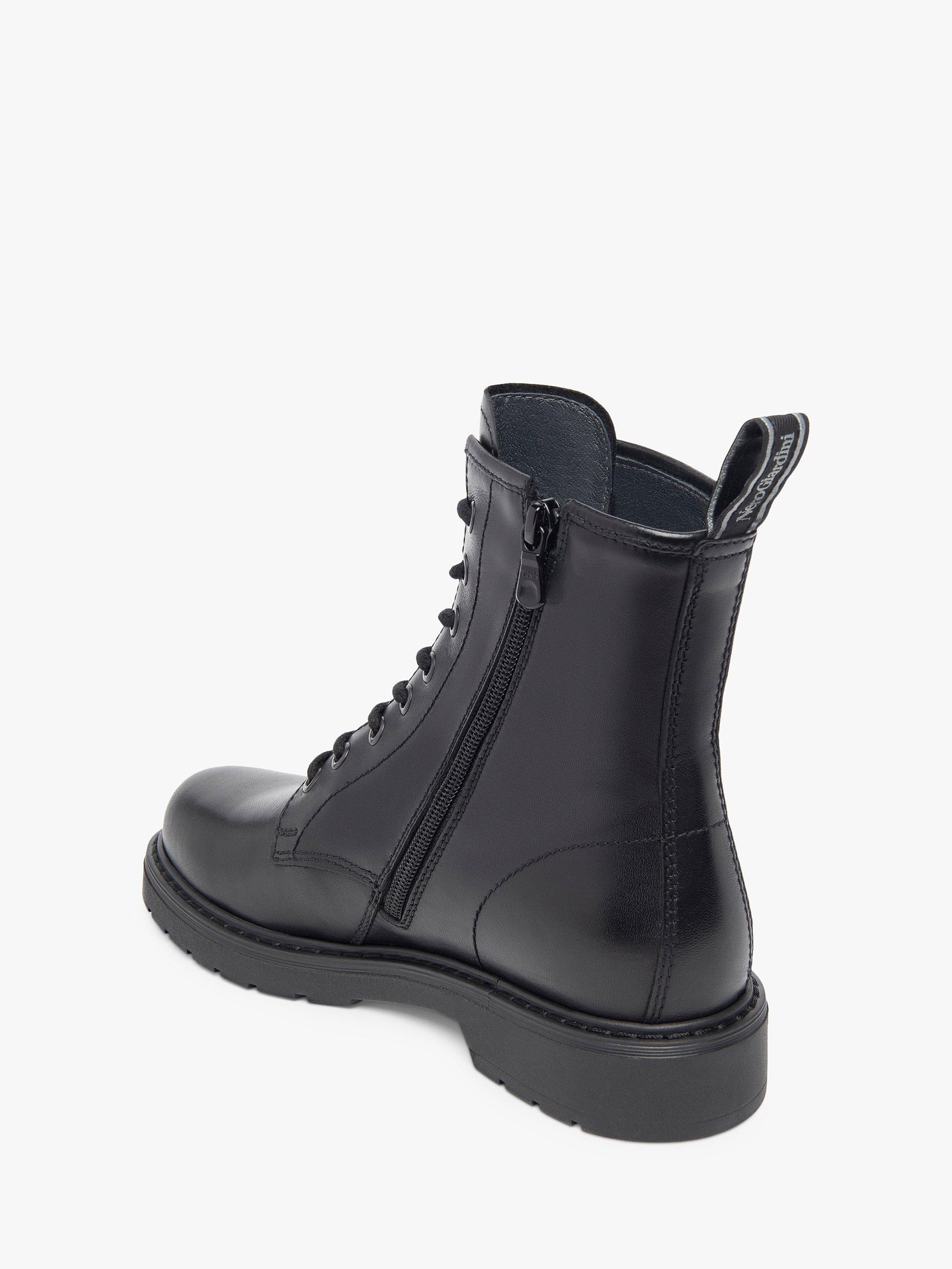 NeroGiardini Slim Sole Leather Biker Boots Black