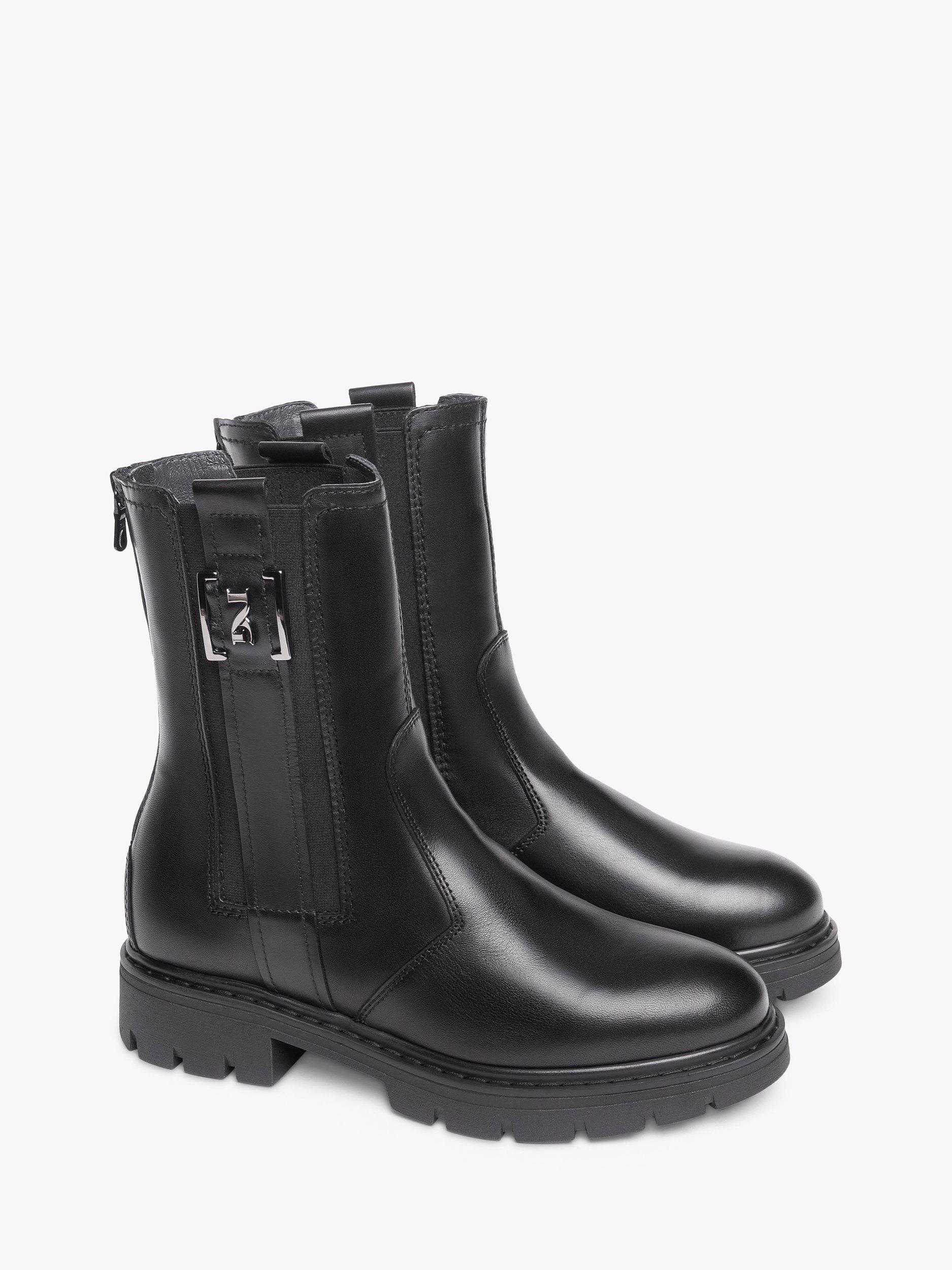 Product image 2 of 5, which shows NeroGiardini Chunky Leather Biker Boots, Black, 2