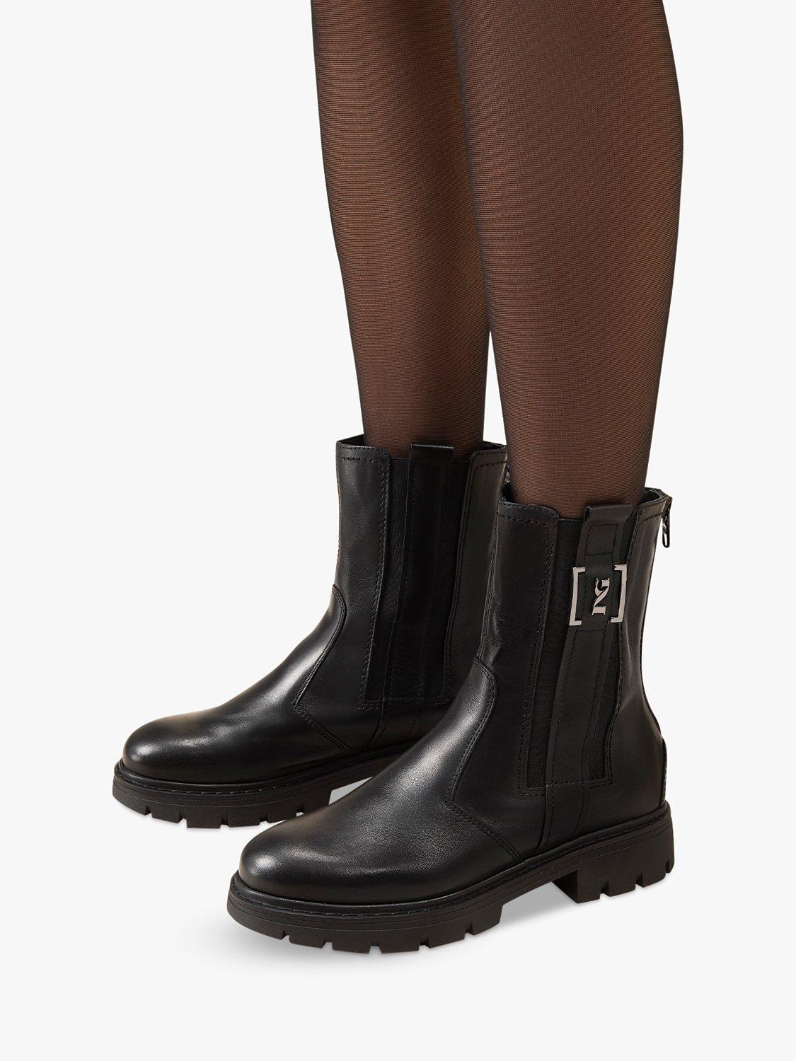 Product image 5 of 5, which shows NeroGiardini Chunky Leather Biker Boots, Black, 2