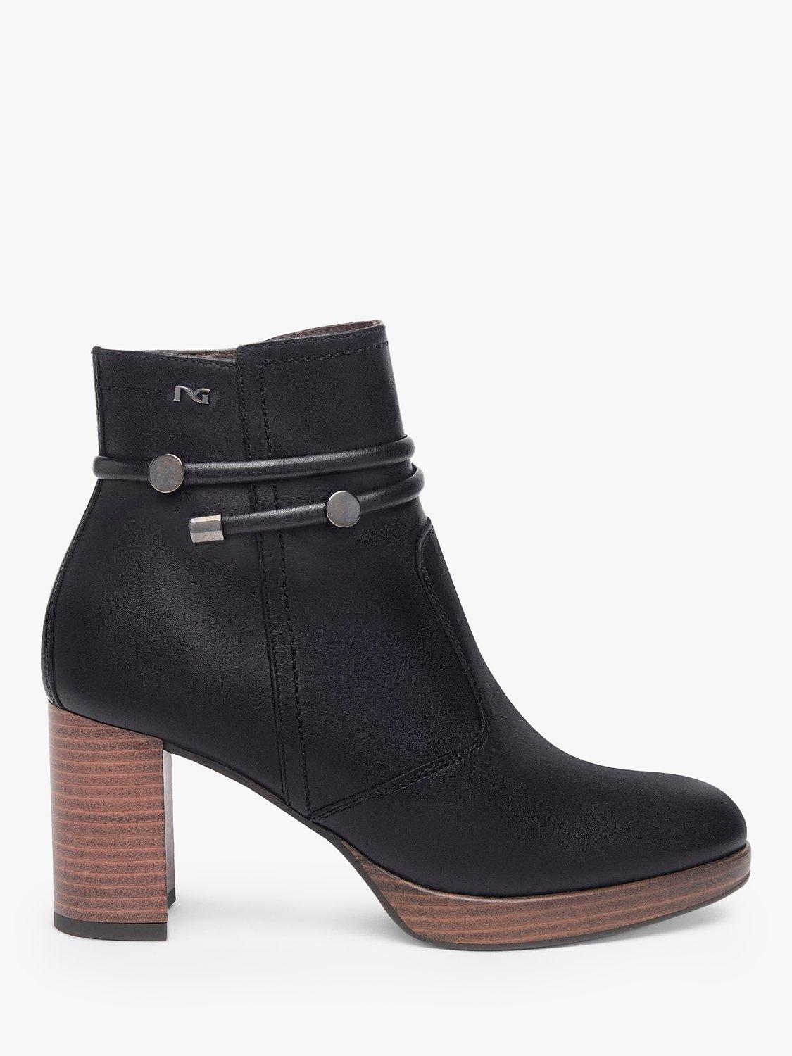 NeroGiardini Leather Almond Toe Ankle Boots, Black