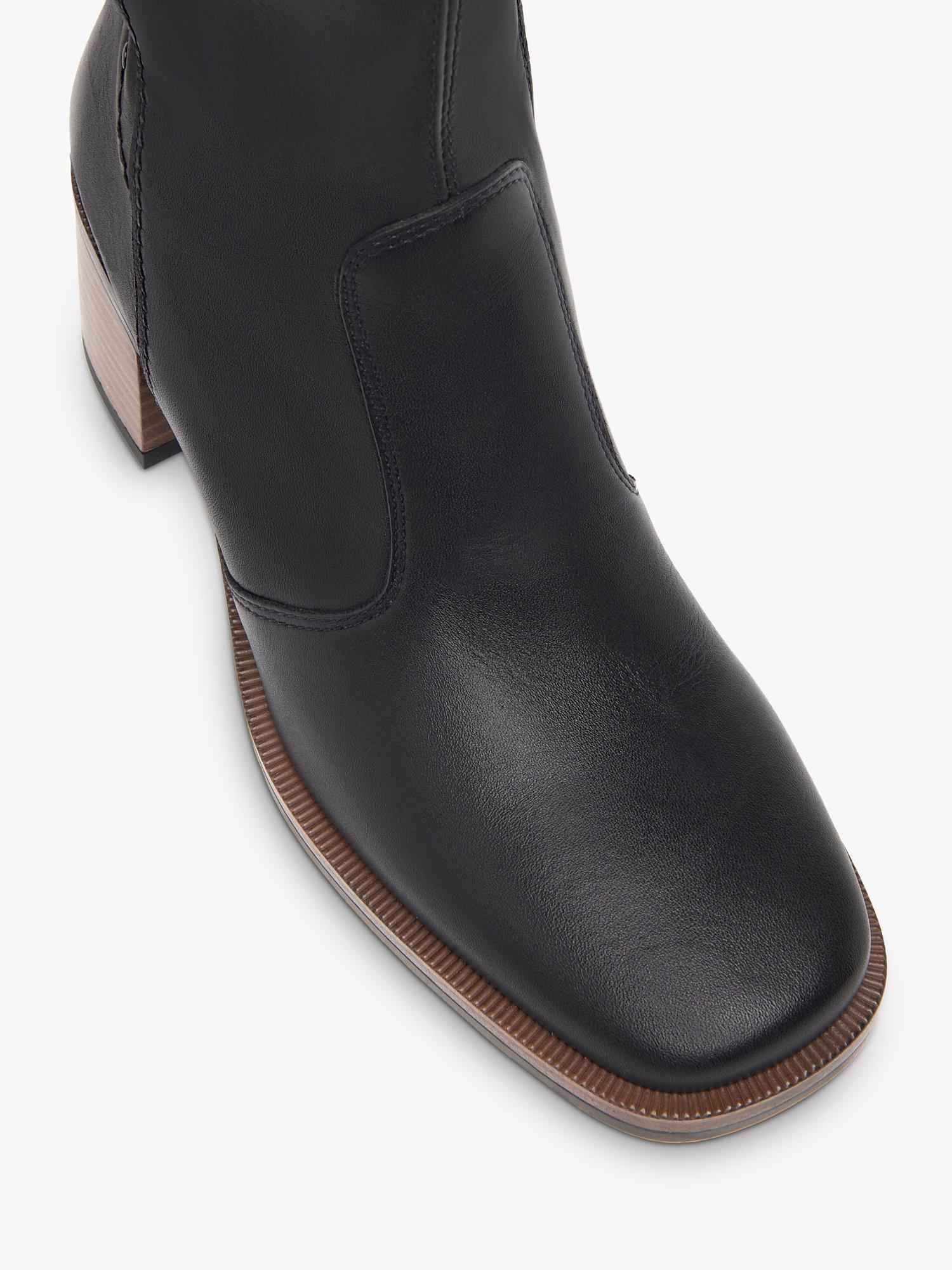 Product image 4 of 4, which shows NeroGiardini Square Toe Block Heel Knee High Leather Boots, Black, 3